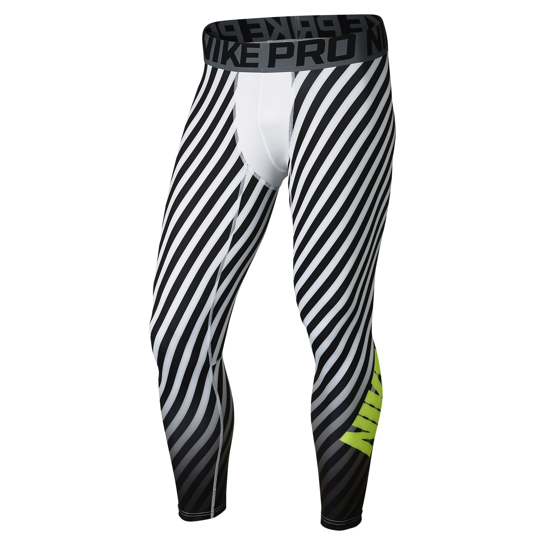 Nike Pro Hyperwarm Football Tights - White/Black/Volt - for Training & Cold Weather