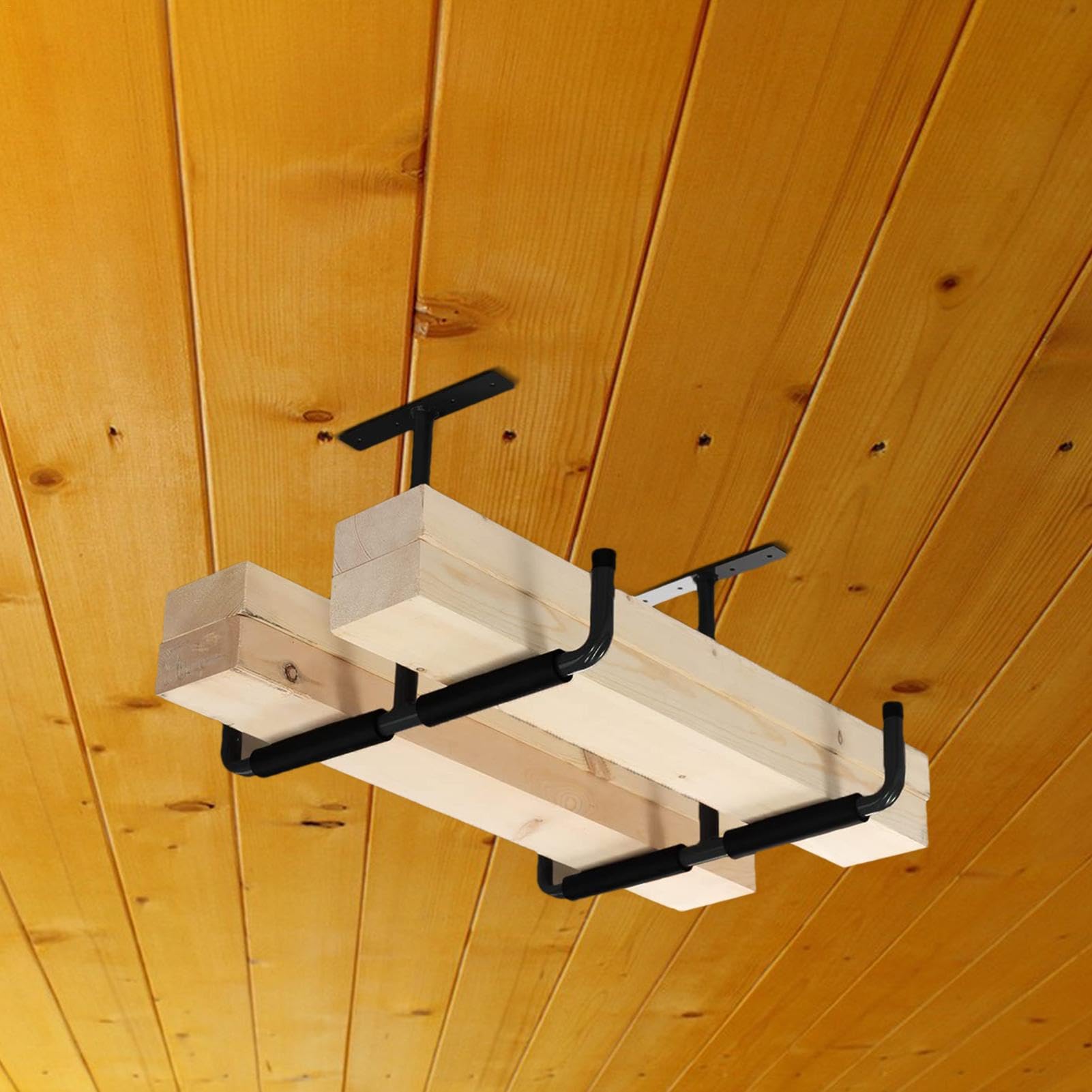 2-Pack Heavy Duty Ceiling Storage Hooks - Overhead Garage Organizer for Ladders, Bikes & Sports Gear | Strong Steel Utility Hooks | Space-Saving Mounted Rack System | Perfect for Garage, Basement & Warehouse Organization