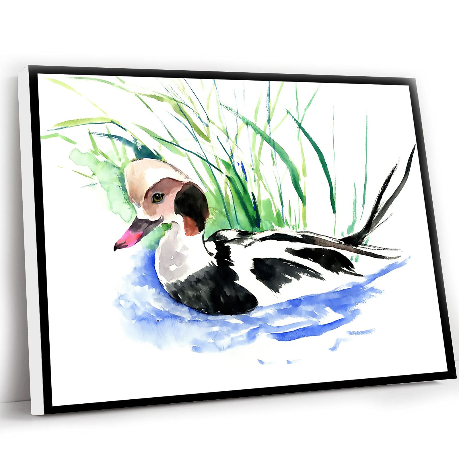 12x16 Inch Framed Duck Watercolor Canvas Art - Nursery Wall Decor, Girls Room Decorations & Chic Office Wall Art | Perfect for Baby Shower Gifts, Kids Bedroom & Workspace Aesthetics