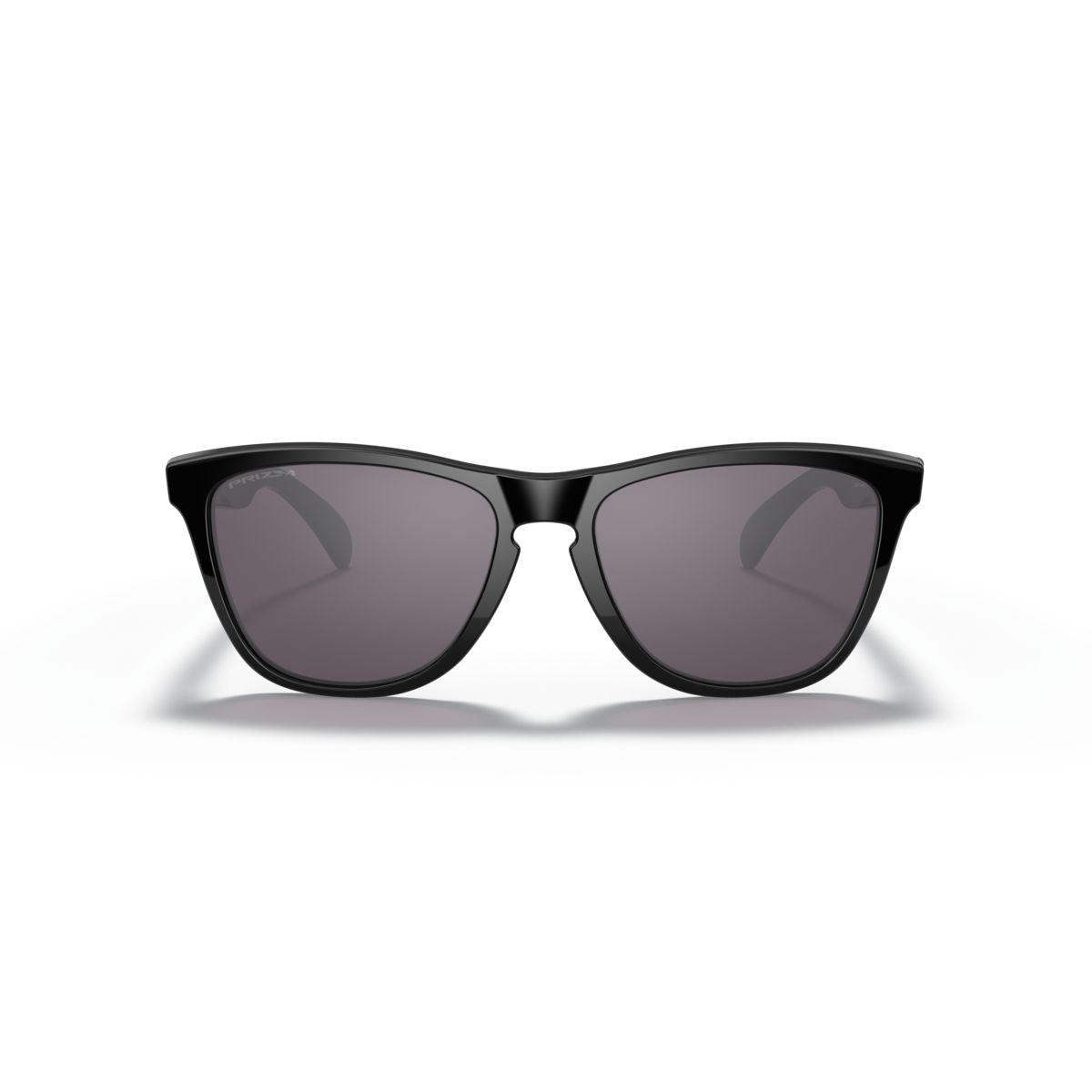 Oakley Frogskins Sunglasses - Low Bridge Fit, Polished Black Frame with Prizm Grey Lenses (Model 0OO9245-924575) | UV Protection for Running, Cycling & Outdoor Sports