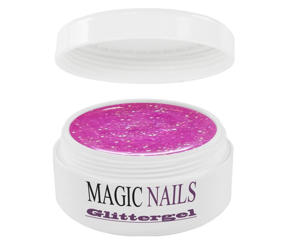 Magic Nails Glitter Gel Polish - Pink Shimmer Nail Art Kit (15ml) for DIY Manicure, Party & Special Occasion Nail Designs