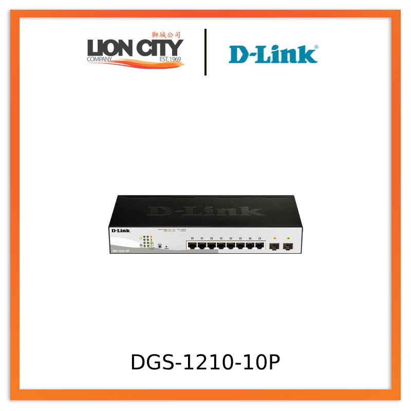 D-Link DGS-1210-10P 10-Port Gigabit Smart Managed PoE Switch with 8 PoE+ Ports (130W) - Ideal for Office Networking, IP Camera Systems & Small Business Networks