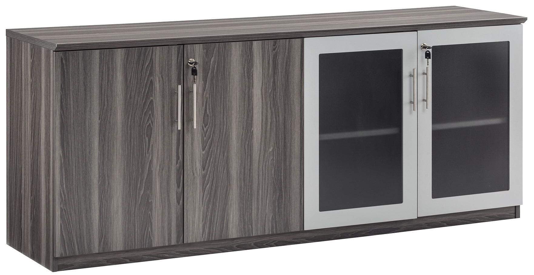 Safco Mayline Medina Low Wall Cabinet with Wood & Glass Doors - MVLC - Perfect for Office Storage, Home Organization & Workspace Decor