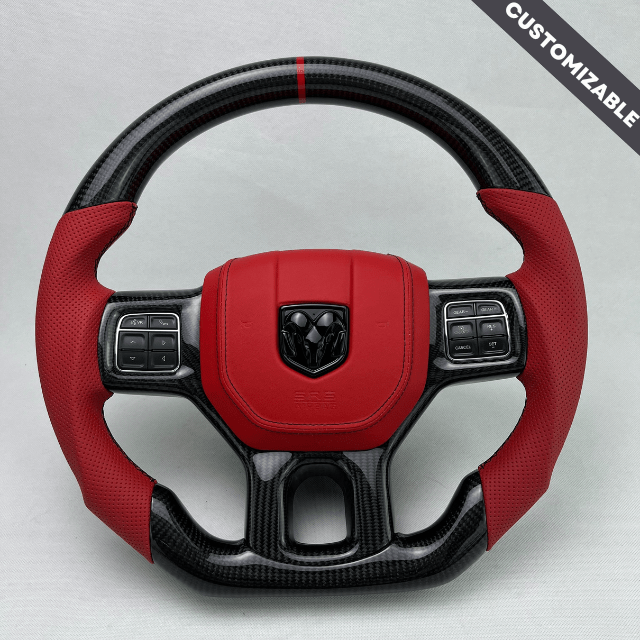 2012-2018 Ram 1500/2500 Custom Carbon Fiber Steering Wheel - Upgrade Your Truck Interior with Premium Style & Grip for Off-Roading & Daily Driving