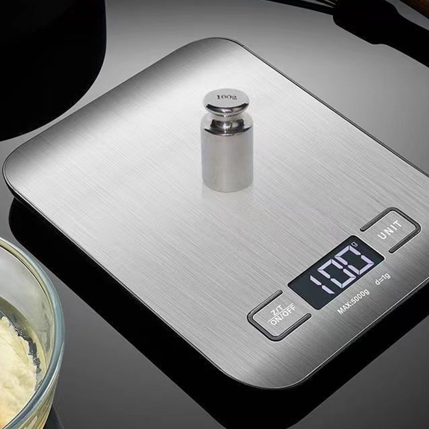 **11 lb Digital Kitchen Scale with Tare Function & Backlit LCD - Precise Food Scale for Baking, Cooking, and Portion Control (Silver, Includes Batteries)**