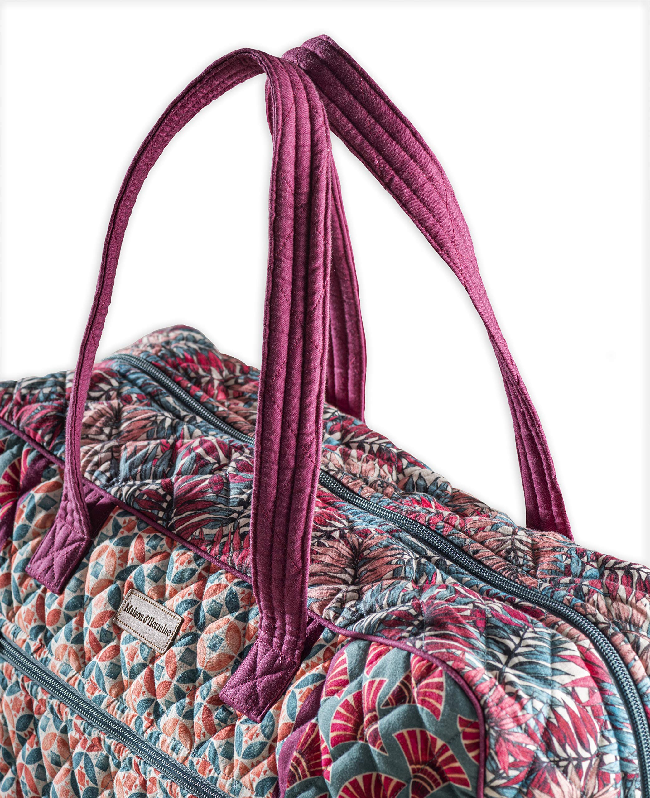 Maison d'Hermine 100% Cotton Women's Shoulder Bag with Zip Pockets - Perfect for Beach, Shopping, Travel & Hiking | Durable & Stylish Handbag for Everyday Use