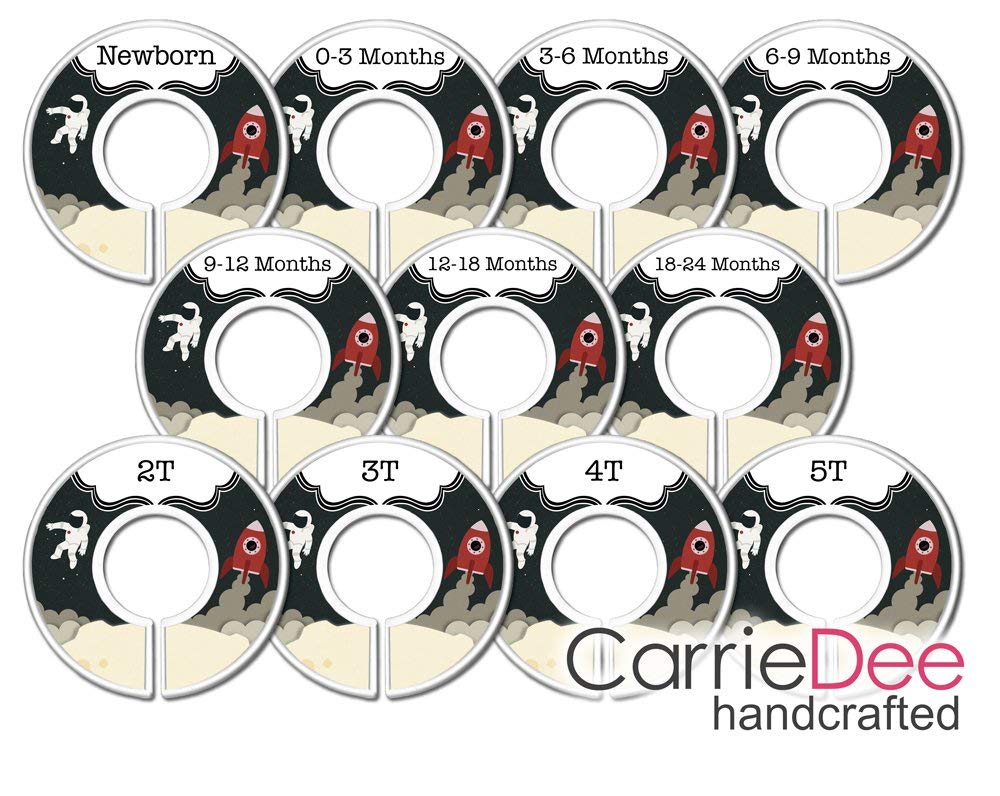 Space-Themed Baby Closet Organizers - Astronaut & Spaceship Nursery Closet Dividers (Set of 11, Newborn to 5T) - Perfect for Space Nursery Decor & Baby Clothes Organization