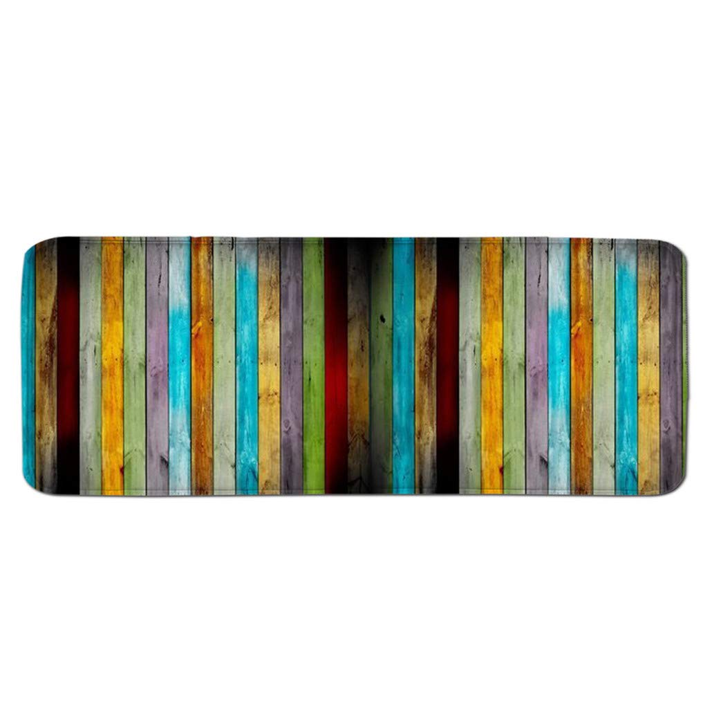 Premium Extra Long Microfiber Bath Mat - Non-Slip Absorbent Bathroom Rug with Wood Grain Pattern, 17.7