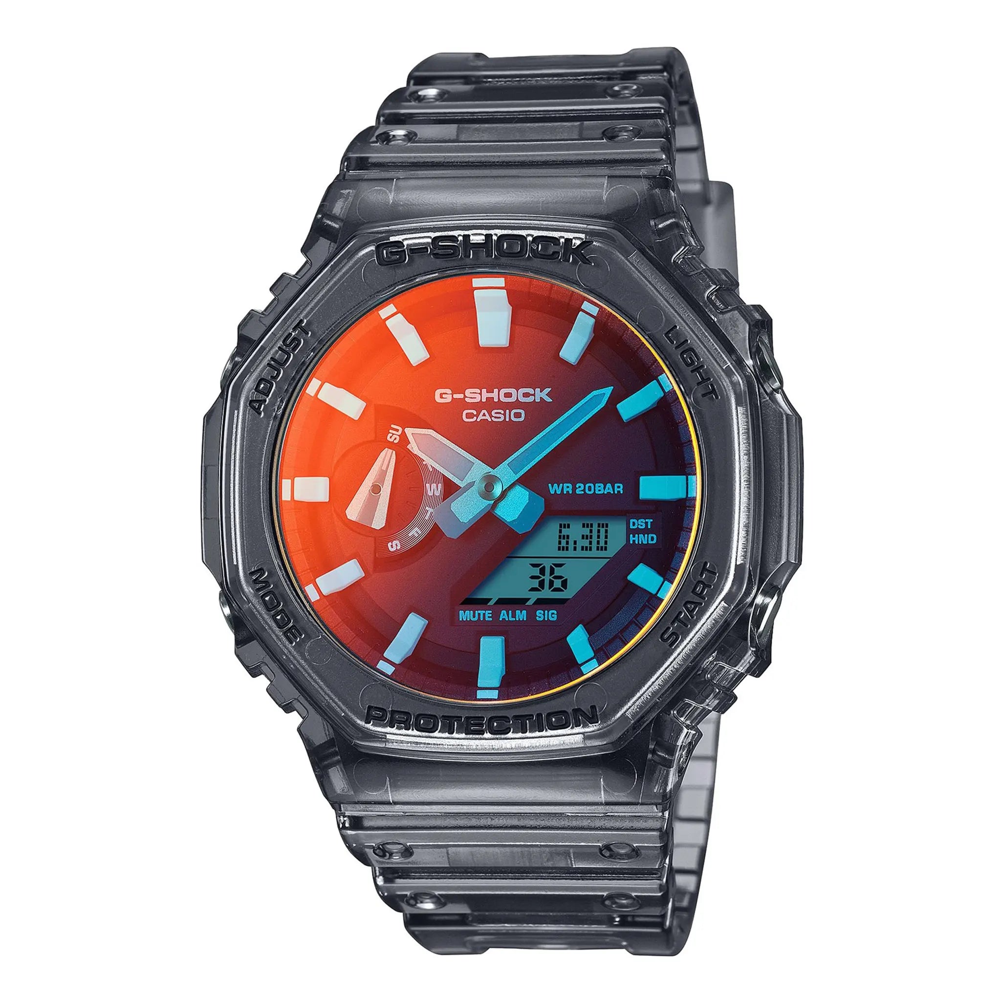 Casio G-Shock GA-2100TL-7AER Black Digital Analog Watch - Rugged Military Style for Outdoor Sports & Adventure Activities