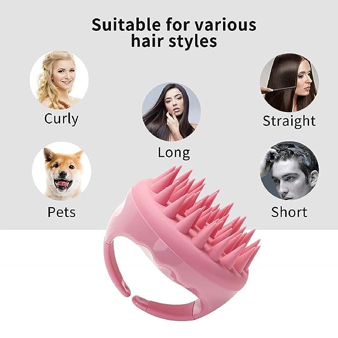 LUXURIA Hair Scalp Massager Shampoo Brush - Eco-Friendly Silicone Bristles for Dandruff Removal & Hair Loss Prevention | Scalp Exfoliator & Scrubber for Men & Women | Perfect for Relaxing Head Massage & Hair Washing (Pink Dotted)