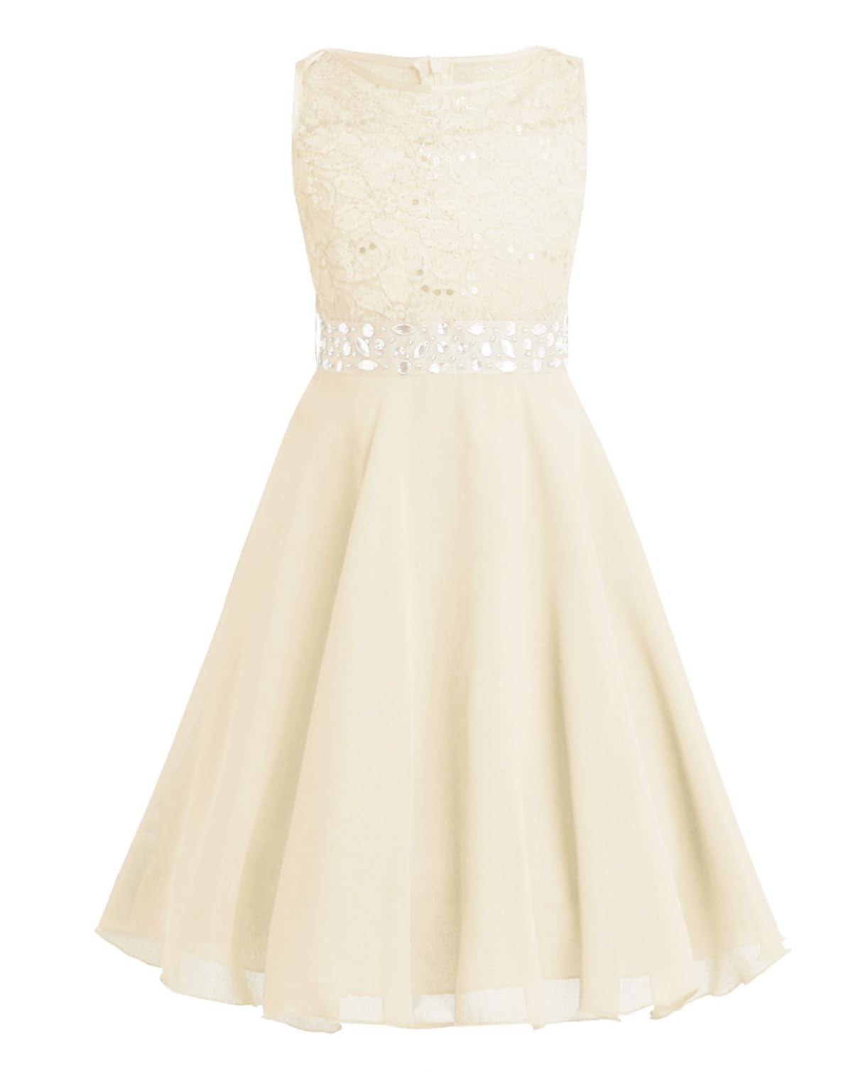 Flower Girl Wedding Dress with Sequins & Lace - Sleeveless Chiffon Bridesmaid Gown for Pageants & Formal Events - Perfect for Weddings, Parties & Special Occasions