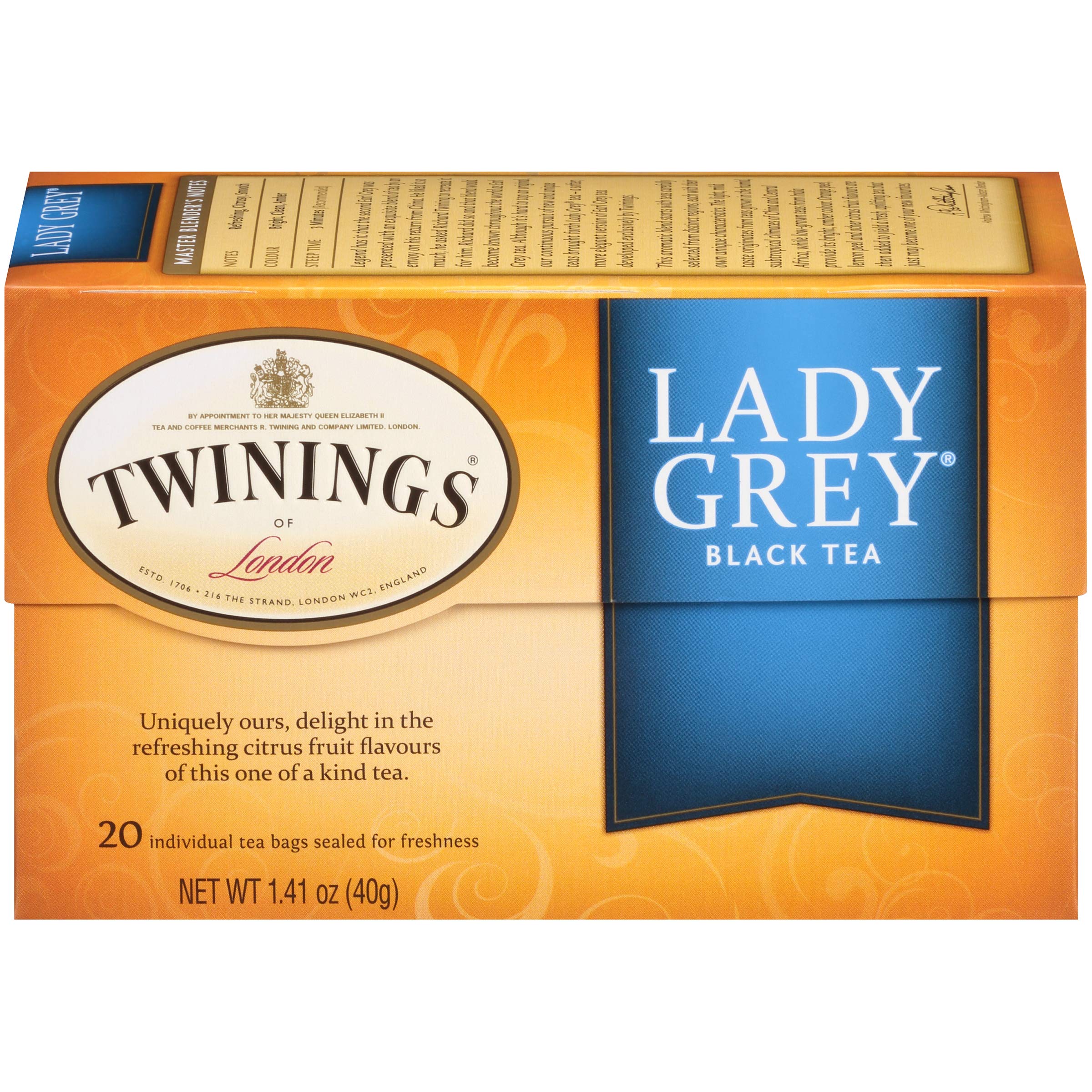 Twinings Lady Grey Black Tea - 20 Tea Bags | Premium Earl Grey Blend with Citrus & Bergamot | Perfect for Afternoon Tea & Relaxation