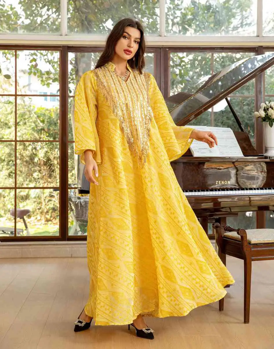 Elegant Eid Dress for Women - Doris Embroidery & Sequins Kaftan Caftan | Perfect for Eid Celebrations, Weddings & Special Occasions