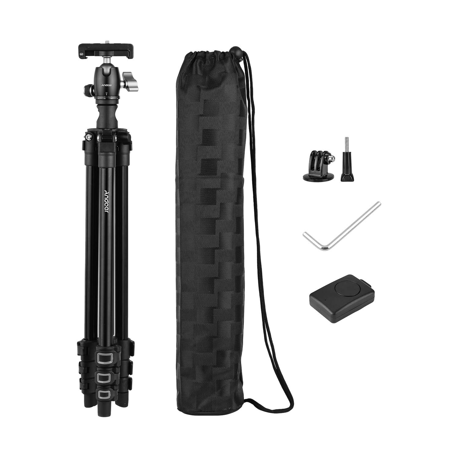 Professional HUIOP Q160H Portable Camera Tripod with 360° Ball Head - Lightweight Travel Tripod for DSLR, Smartphones & Action Cameras | Includes Phone Holder & Remote | Perfect for Vlogging, Photography & Outdoor Adventures