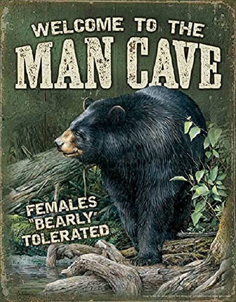 Vintage Man Cave Tin Sign by Ron Van Gilder - Retro Metal Wall Decor for Home Bar, Garage & Game Room - Perfect Gift for Men