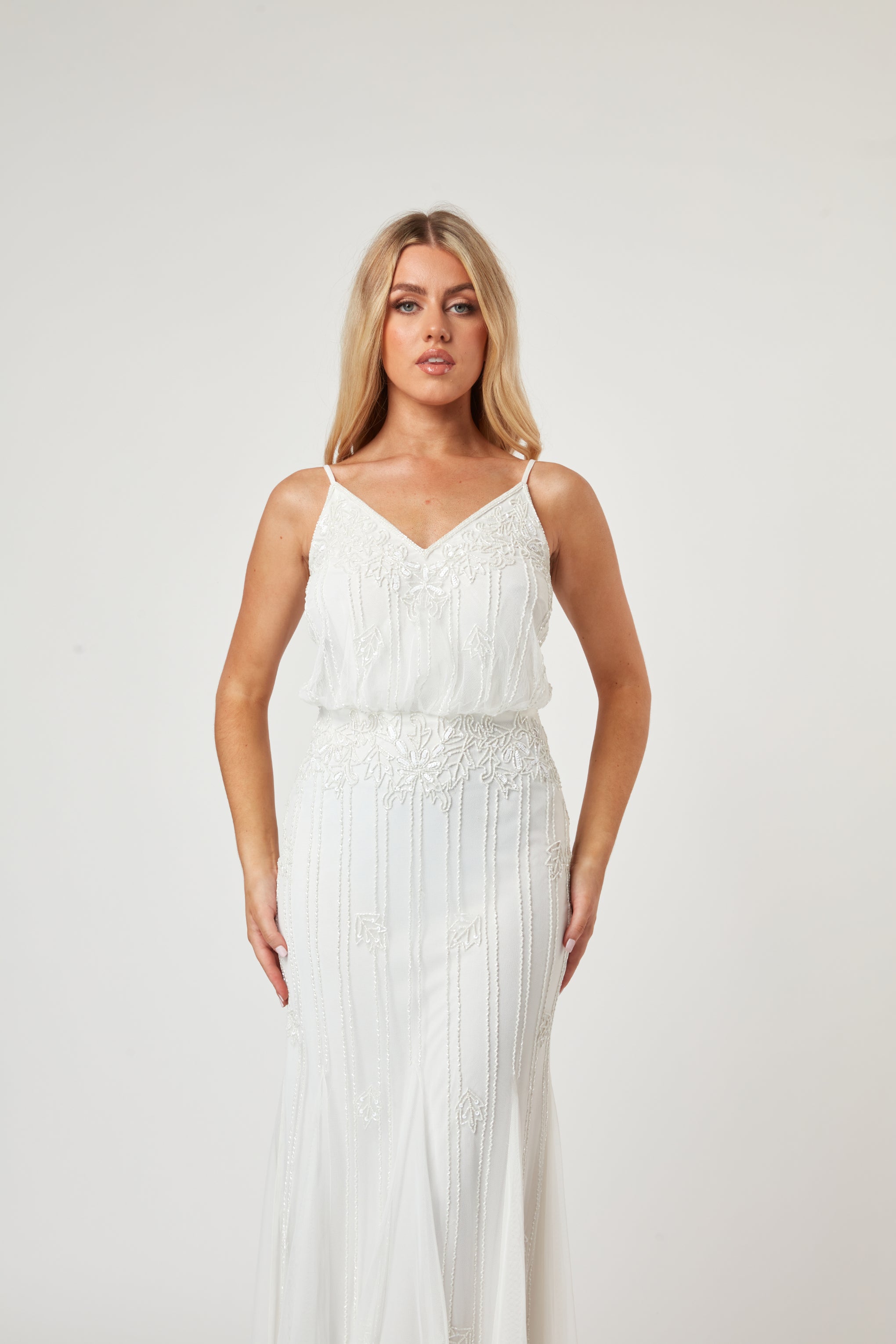 Elegant White Keeva Wedding Dress for Bride – Perfect for Church Ceremony, Beach Wedding & Formal Reception