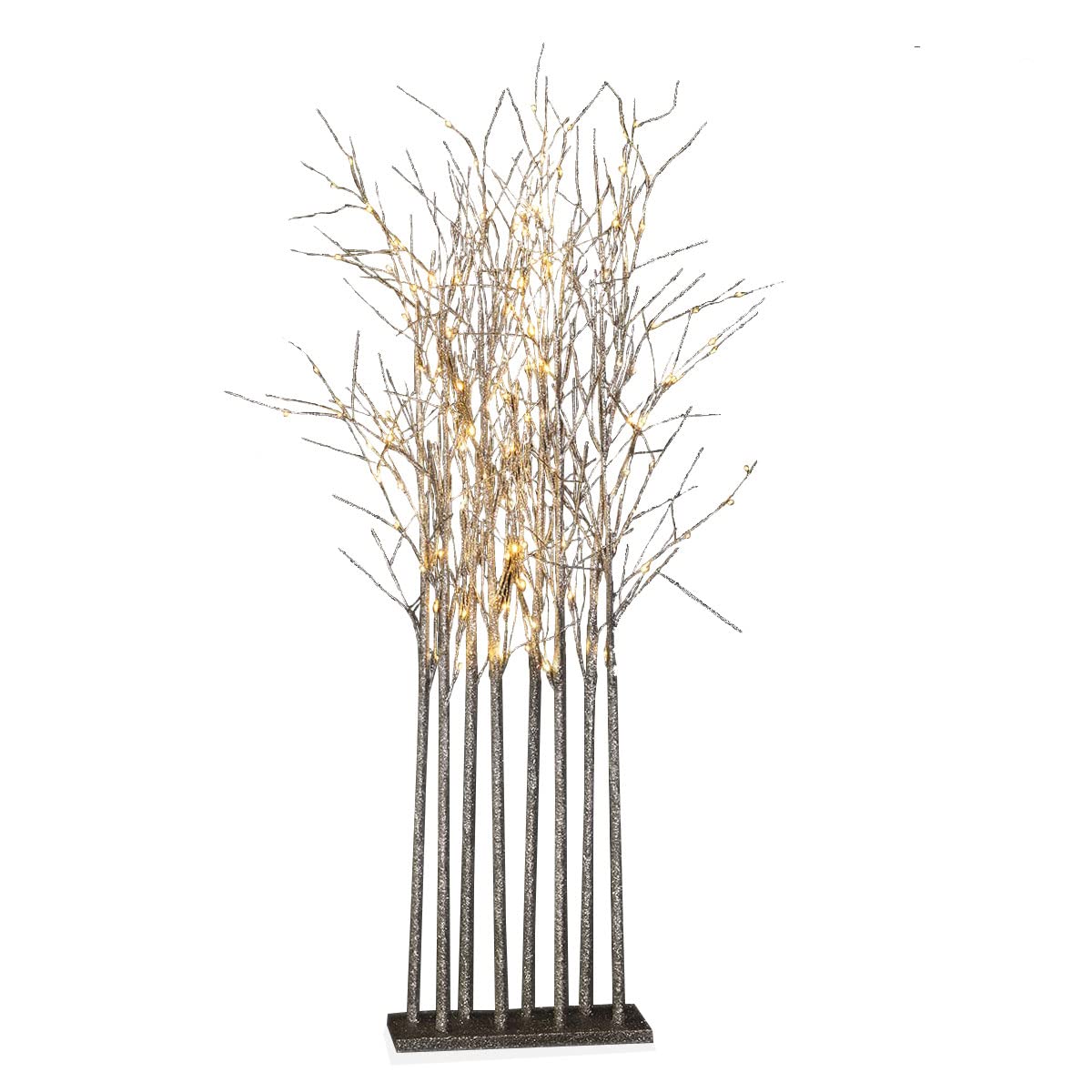 Small Lighted Silver Glitter Tree Cluster - Artificial Christmas Trees for Wedding Decorations, Home Decor & Party Centerpieces | Battery Operated Fairy Lights for Holiday, Tabletop & Festive Displays
