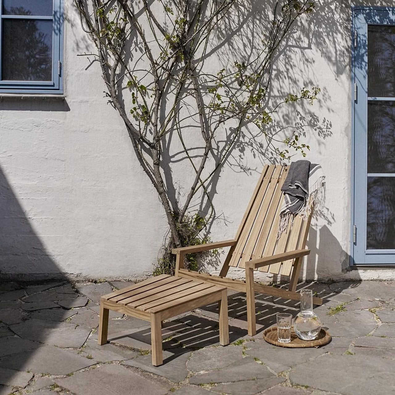 Between Lines Deck Lounge Chair - Waterproof Outdoor Patio Furniture for Poolside, Beach, and Garden Relaxation
