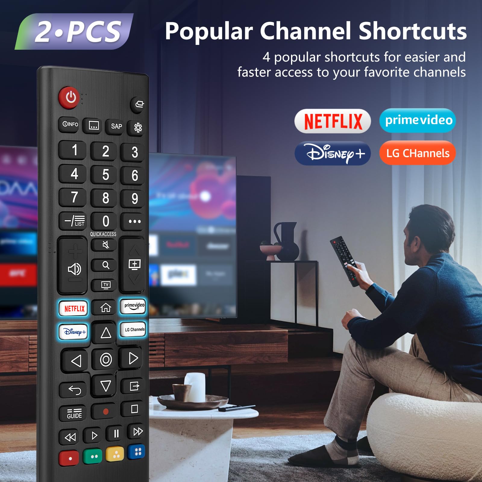 Universal Replacement Remote Control for LG Smart TV - Compatible with Multiple Models (2-Pack) - Perfect for Home Theater, Gaming & Streaming