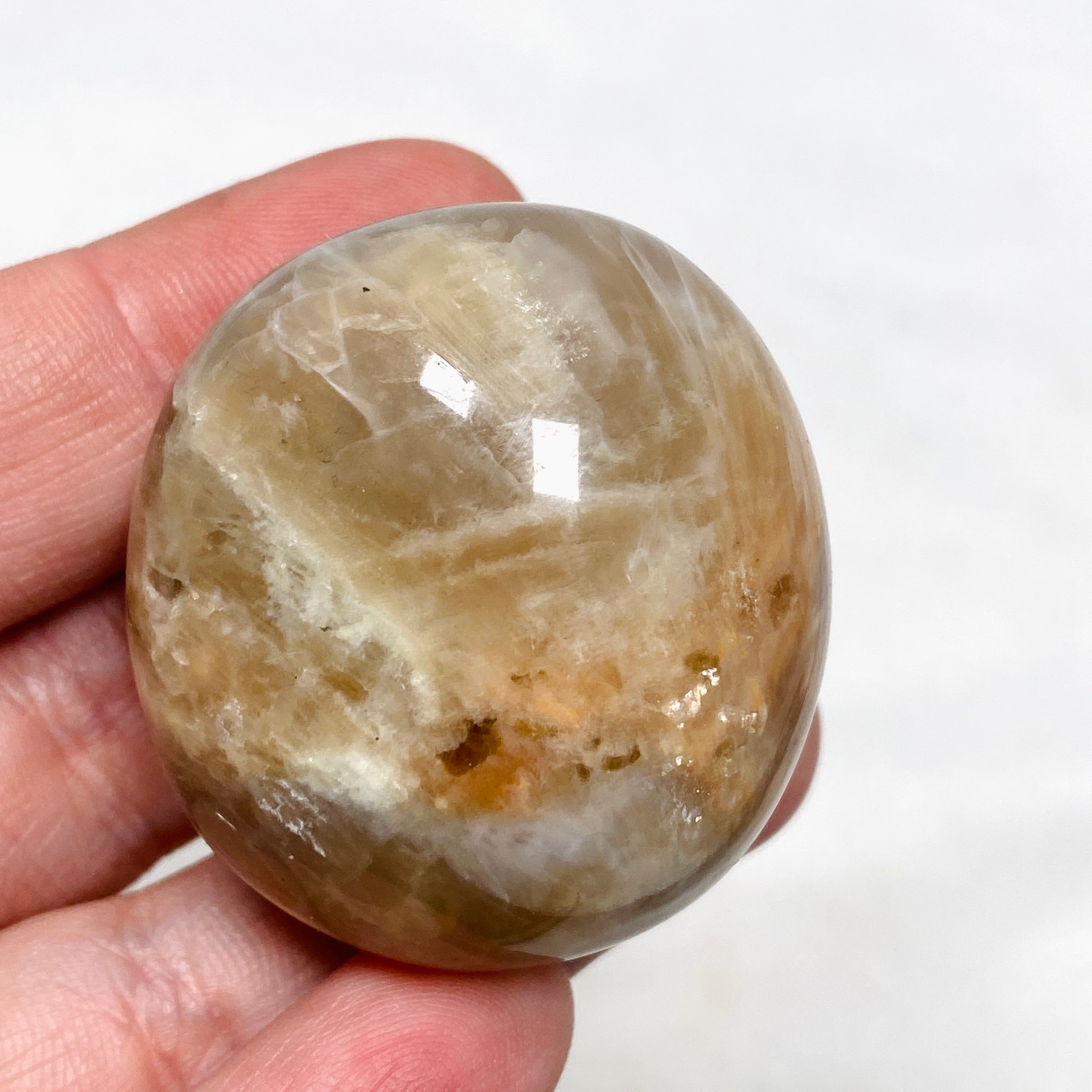 Natural Peach Moonstone Palm Stone - Healing Crystal for Stress Relief & Meditation - Perfect for Reiki, Yoga & Spiritual Practices