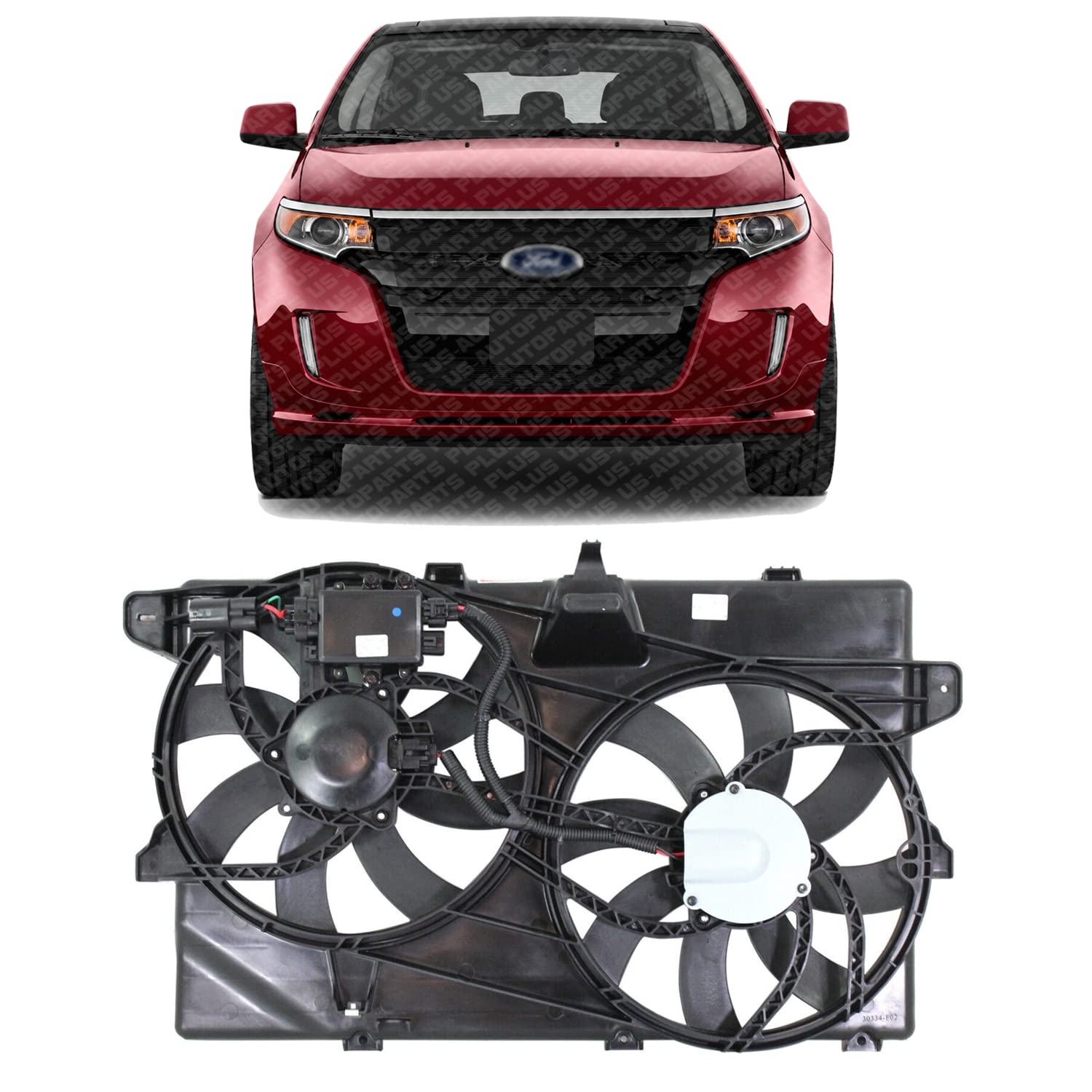 Direct Replacement Front Radiator Fan Assembly with Controller for 2007-2014 Ford Edge & 2007-2015 Lincoln MKX - V6 Engine Cooling System Upgrade - Perfect for Overheating Prevention & Summer Driving