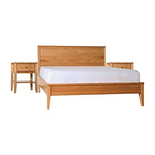 Furniture of America FOA Domin 3-Piece Solid Oak Wood Bedroom Set - California King Bed Frame & 2 Nightstands | Modern Farmhouse Style for Master Bedroom & Guest Room Decor