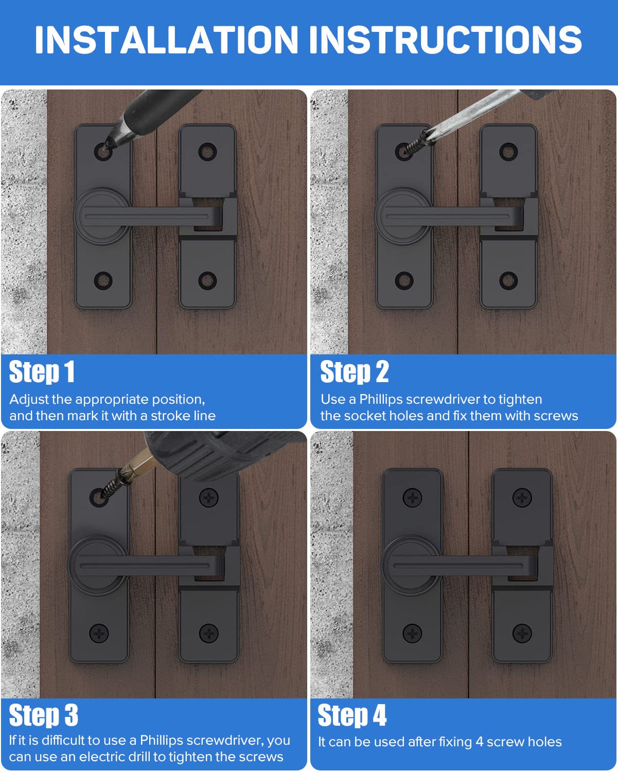 Heavy Duty Zinc Alloy Barn Door Lock - 3.8mm Flip Latch Safety Bolt for Sliding & Swing Doors - Secure Shed, Garage, Yard & Bathroom - Matt Black (2 Pack) - Ideal for Home Security & Privacy Protection