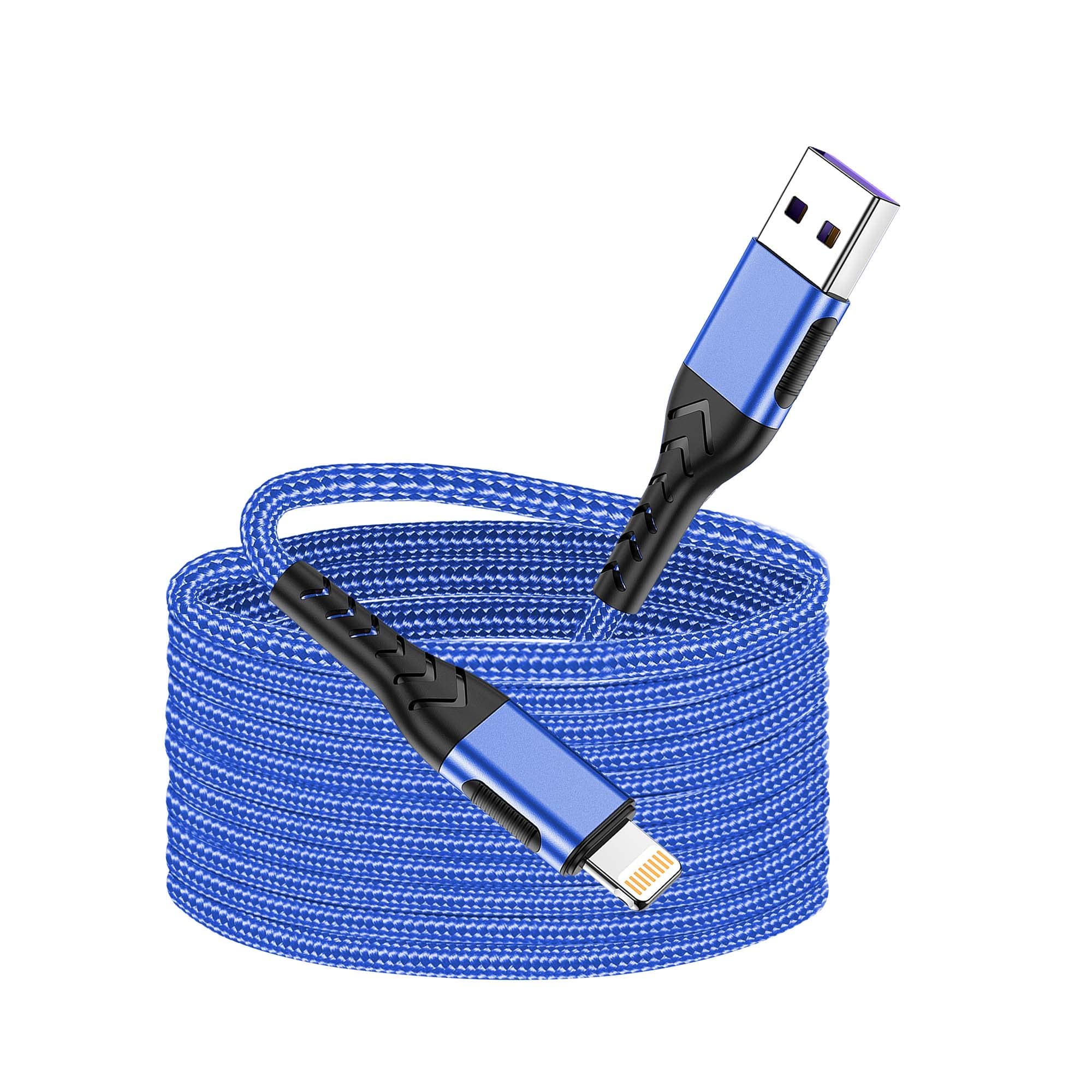 Apple MFi Certified 16FT Lightning Cable - Fast Charging iPhone Charger for iPhone Xs Max/XS/XR/X/8/7/6S/6/Plus/SE & iPad (Blue) | Extra Long Charging Cord for Home, Office, Car & Travel Use