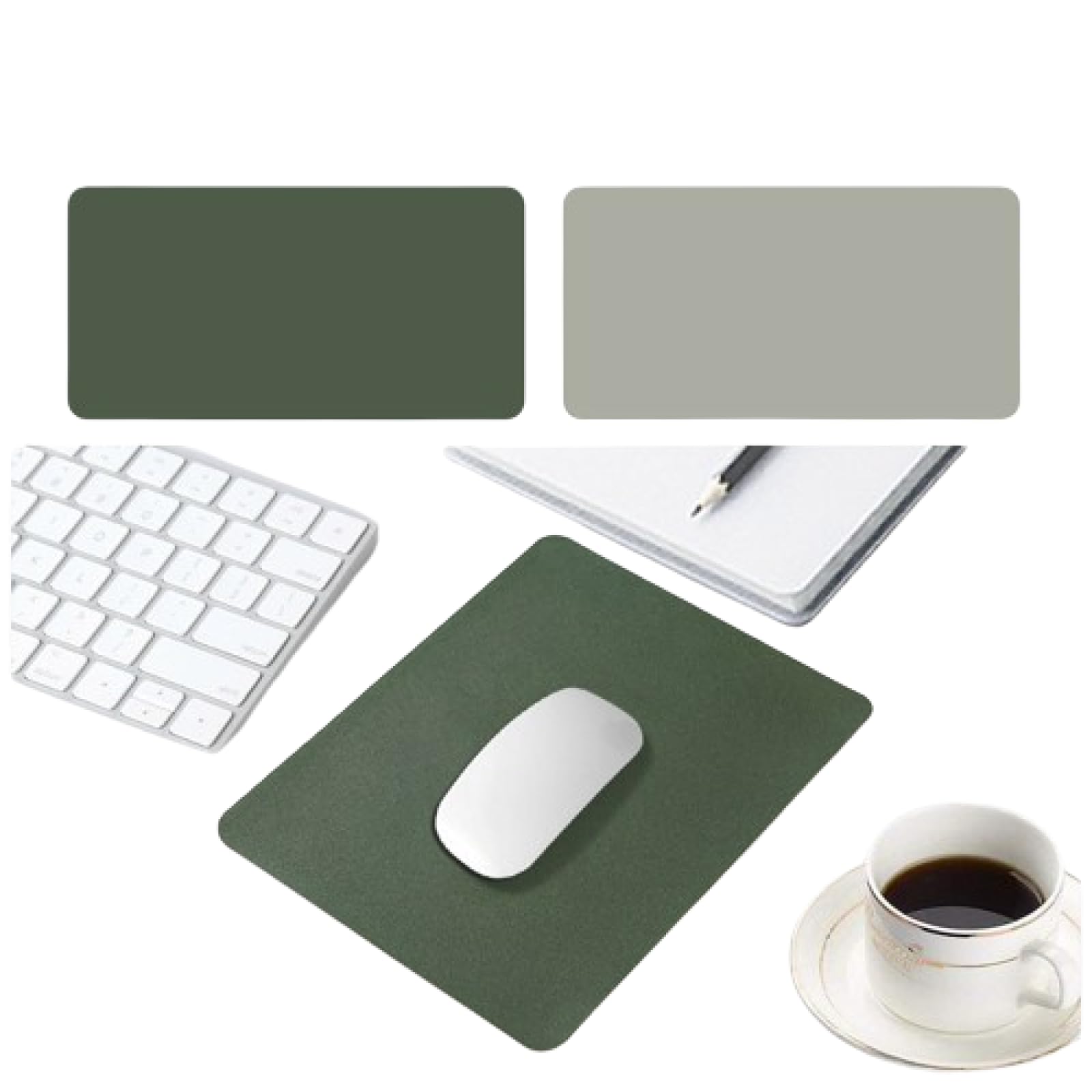 Premium Artificial Leather PVC Mouse Pad - Non-Slip Desk Mat for Laptop & Writing | Emerald & Gray Color Options | Perfect for Home Office, Gaming & Workspace Setup