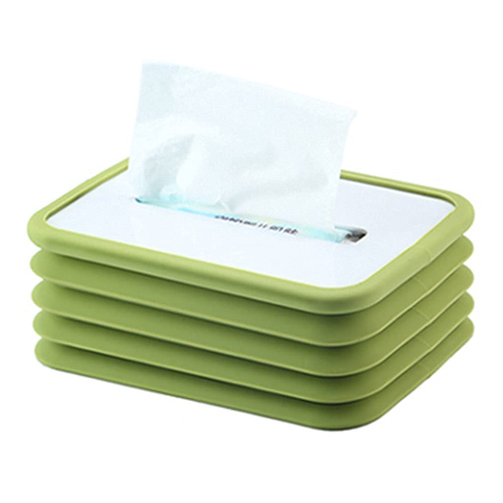 Elastic Retractable Tissue Box - Modern Nordic Style Pumping Paper Holder for Living Room, Bedroom, Bathroom | Creative Simple Design | Matcha Green | Perfect for Home, Office & Car Use