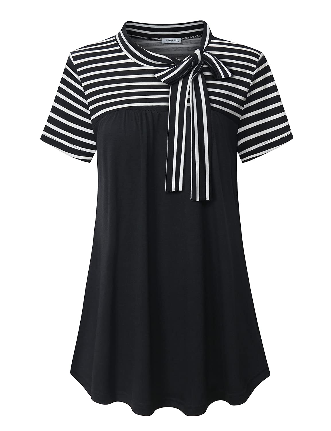 Women's Short Sleeve Tops with Bow Tie Neck - Trendy Casual & Elegant Blouses for Work, Date Night & Summer Outfits