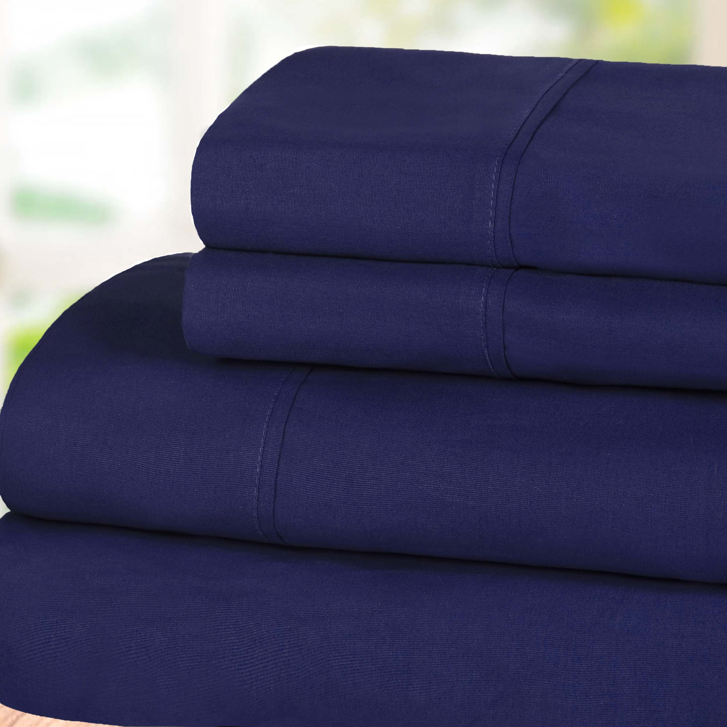 300 Thread Count Cotton Percale Solid Deep Pocket Bed Sheet Set - Queen Size, Soft & Breathable Luxury Sheets for Comfortable Sleep - Perfect for Master Bedroom, Guest Room or Vacation Home