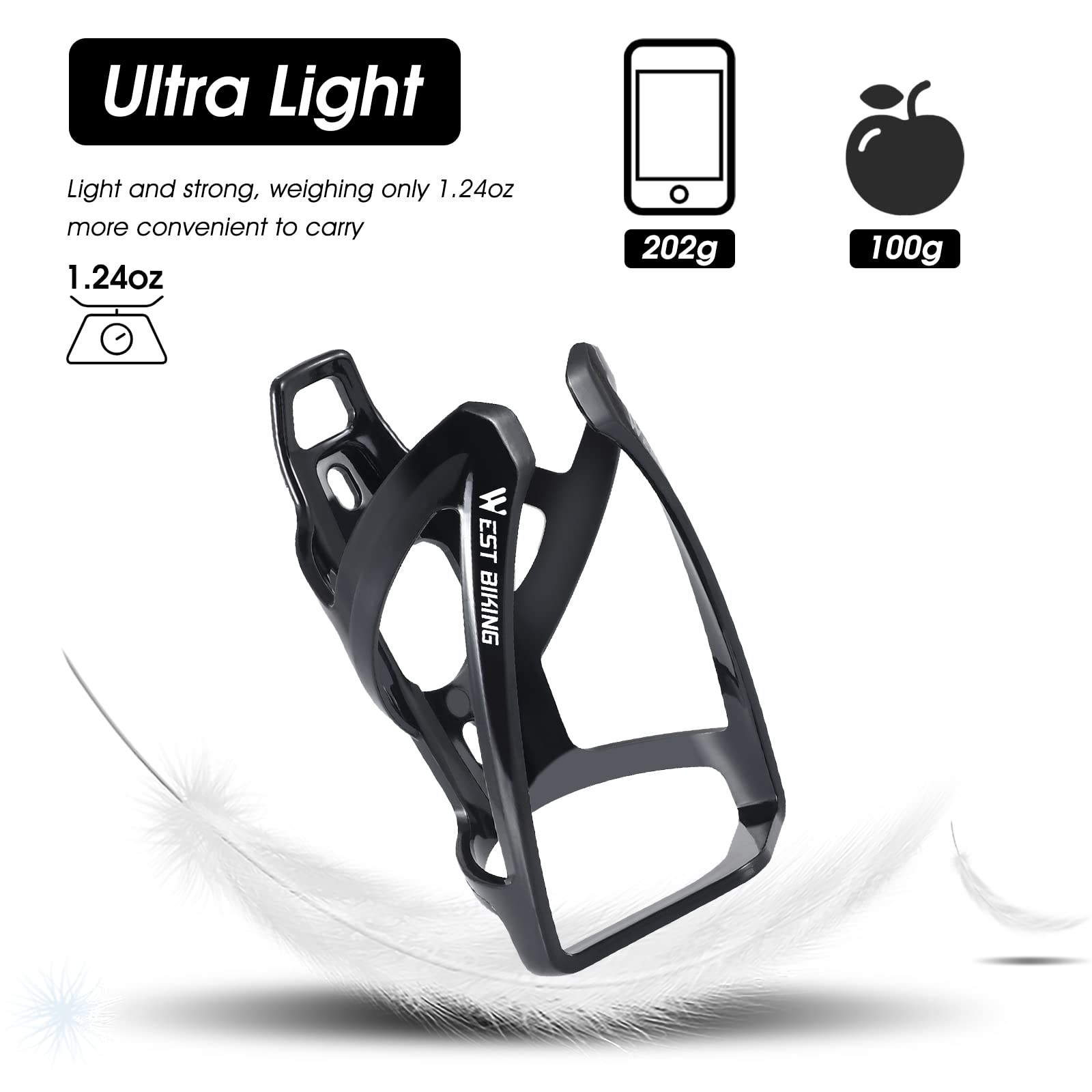 Durable Ultralight Plastic Bike Water Bottle Cage - Lightweight PC Bicycle Drink Holder for Road Bike, Mountain Bike & MTB - Perfect for Cycling, Commuting & Outdoor Adventures