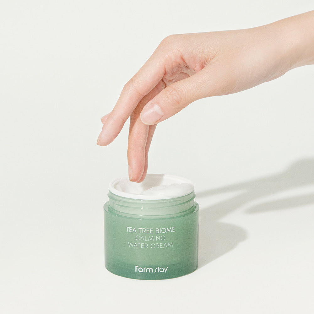 Farmstay Tea Tree Biome Calming Water Cream 80ml - Soothing Moisturizer for Acne-Prone & Sensitive Skin - Perfect for Daily Skincare Routine & Post-Treatment Care