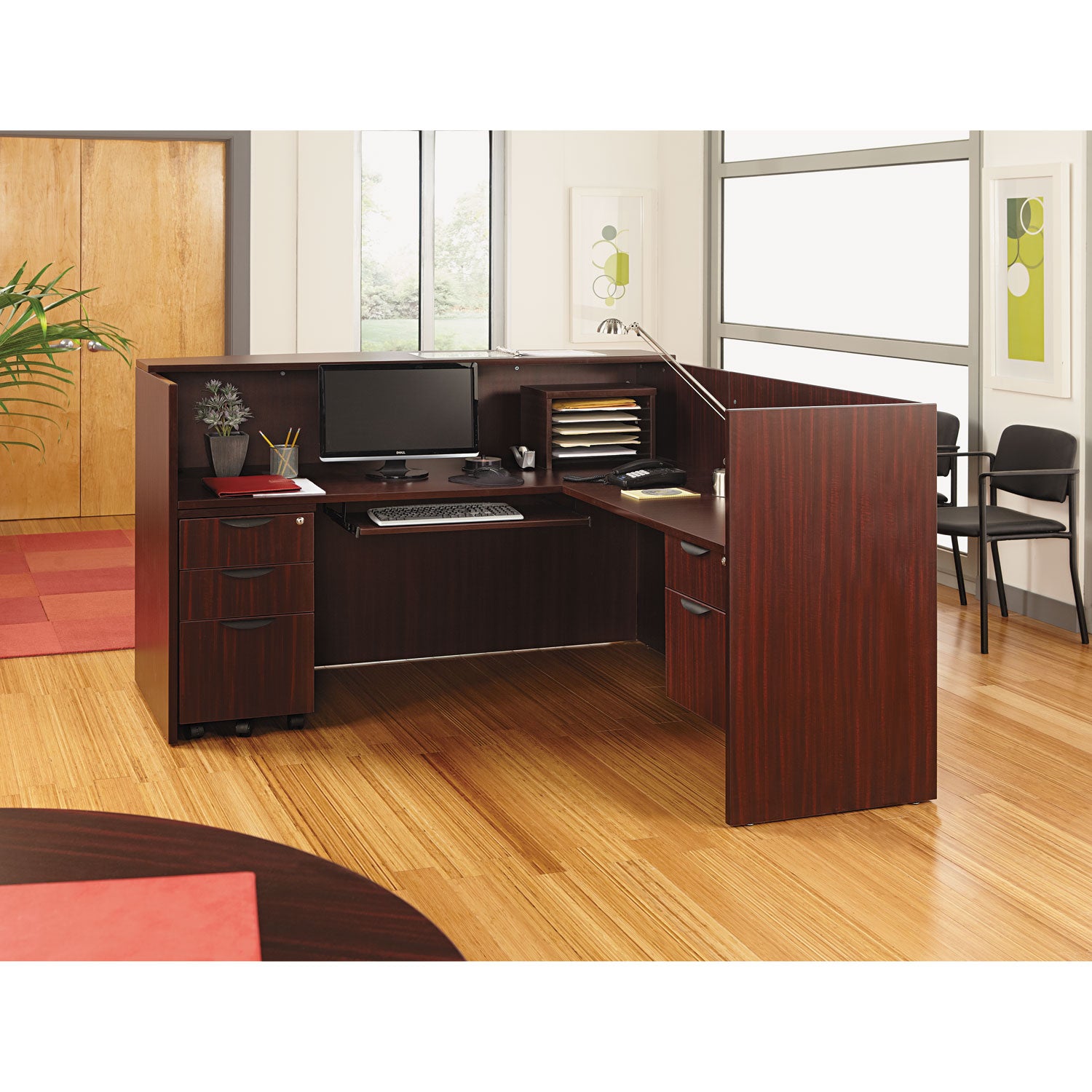 Alera Valencia Series Reception Desk with Transaction Counter - 71