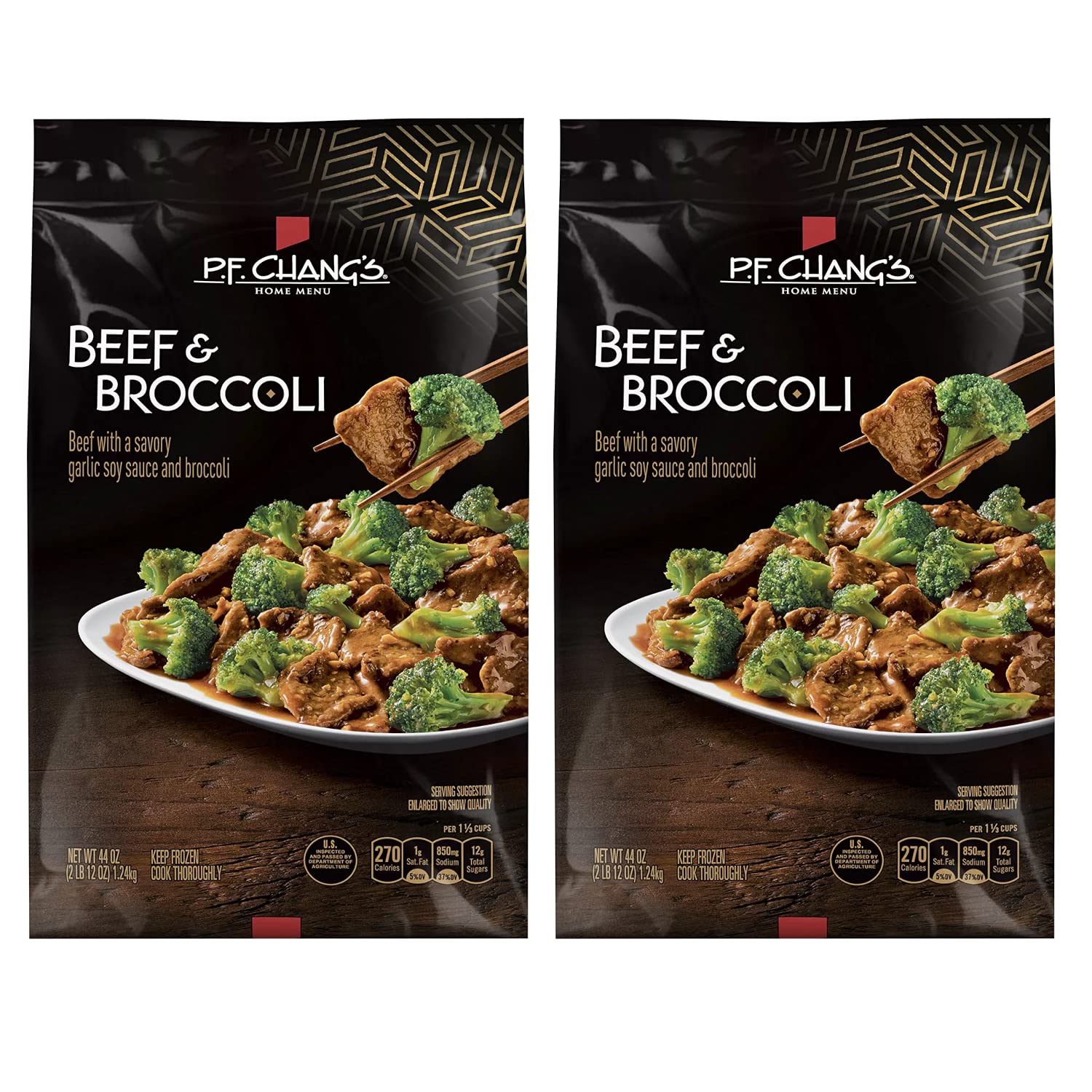 P.F. Chang's Frozen Beef with Garlic Sauce & Broccoli Skillet Meal - Authentic Asian Cuisine (2 Pack, 44 oz Each) - Perfect for Quick Dinners, Family Meals & Restaurant-Style Home Cooking