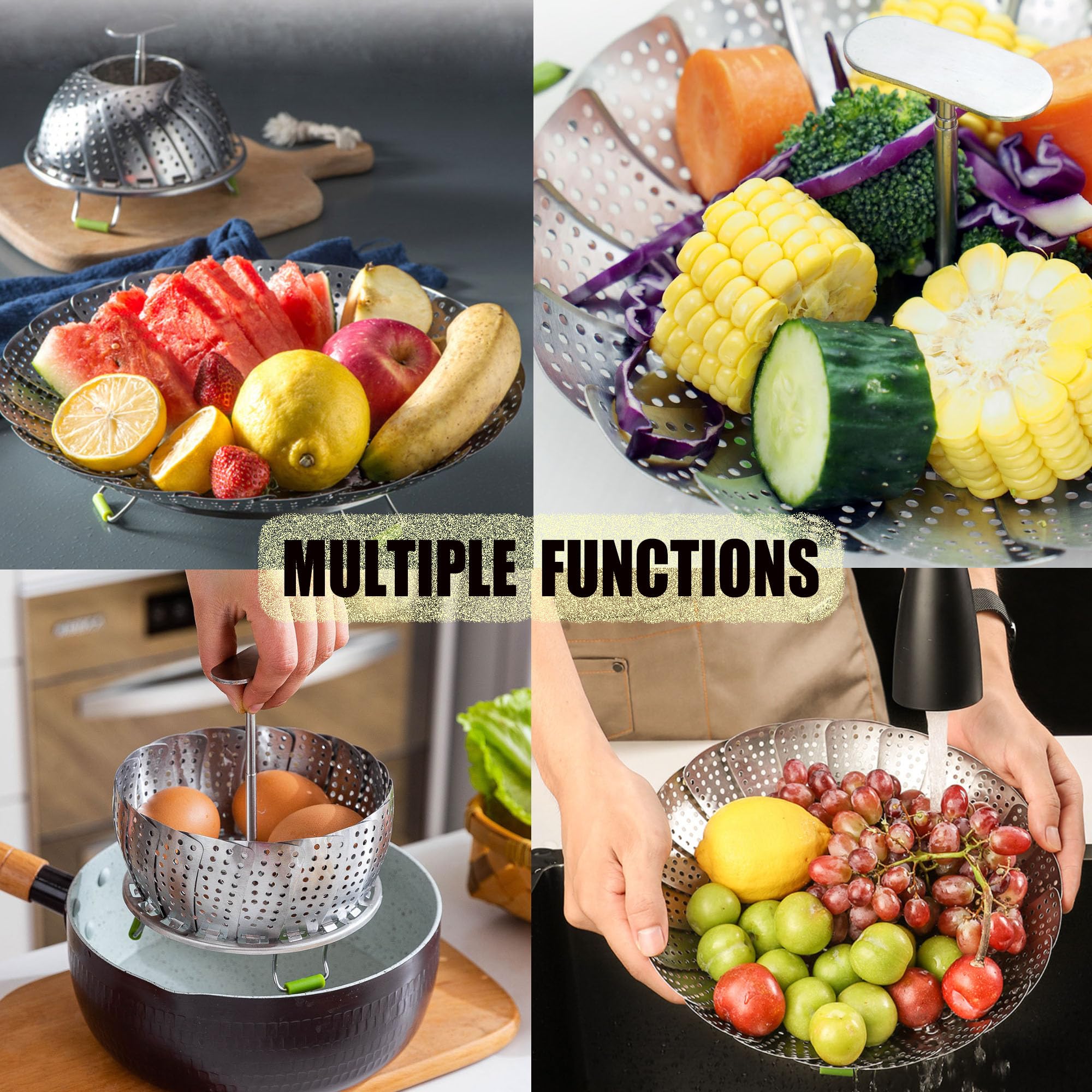 Expandable Stainless Steel Vegetable Steamer Basket (7