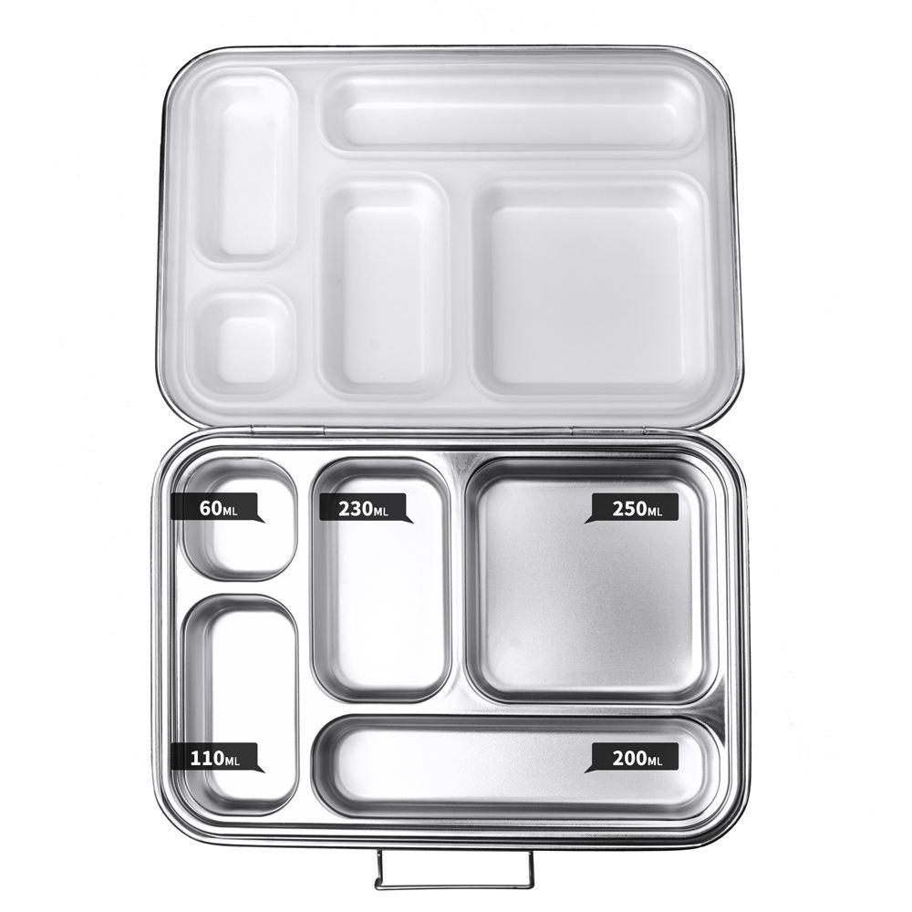 Ecococoon Stainless Steel Leakproof Bento Box - 5 Compartment Lunch Box for Adults & Kids, Microwave & Dishwasher Safe, Pink Rose - Perfect for School, Work, Picnics & Meal Prep