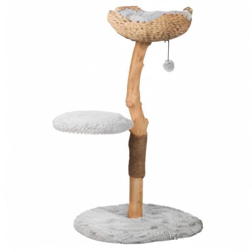 Modern Wooden Cat Tree Tower with Single Branch Condo - Natural Wood Cat Climbing Furniture for Indoor Cats - Perfect Cat Lover Gift for Home & Office - MAU LIFESTYLE (Bullet Gray) - Great for Play, Exercise & Relaxation