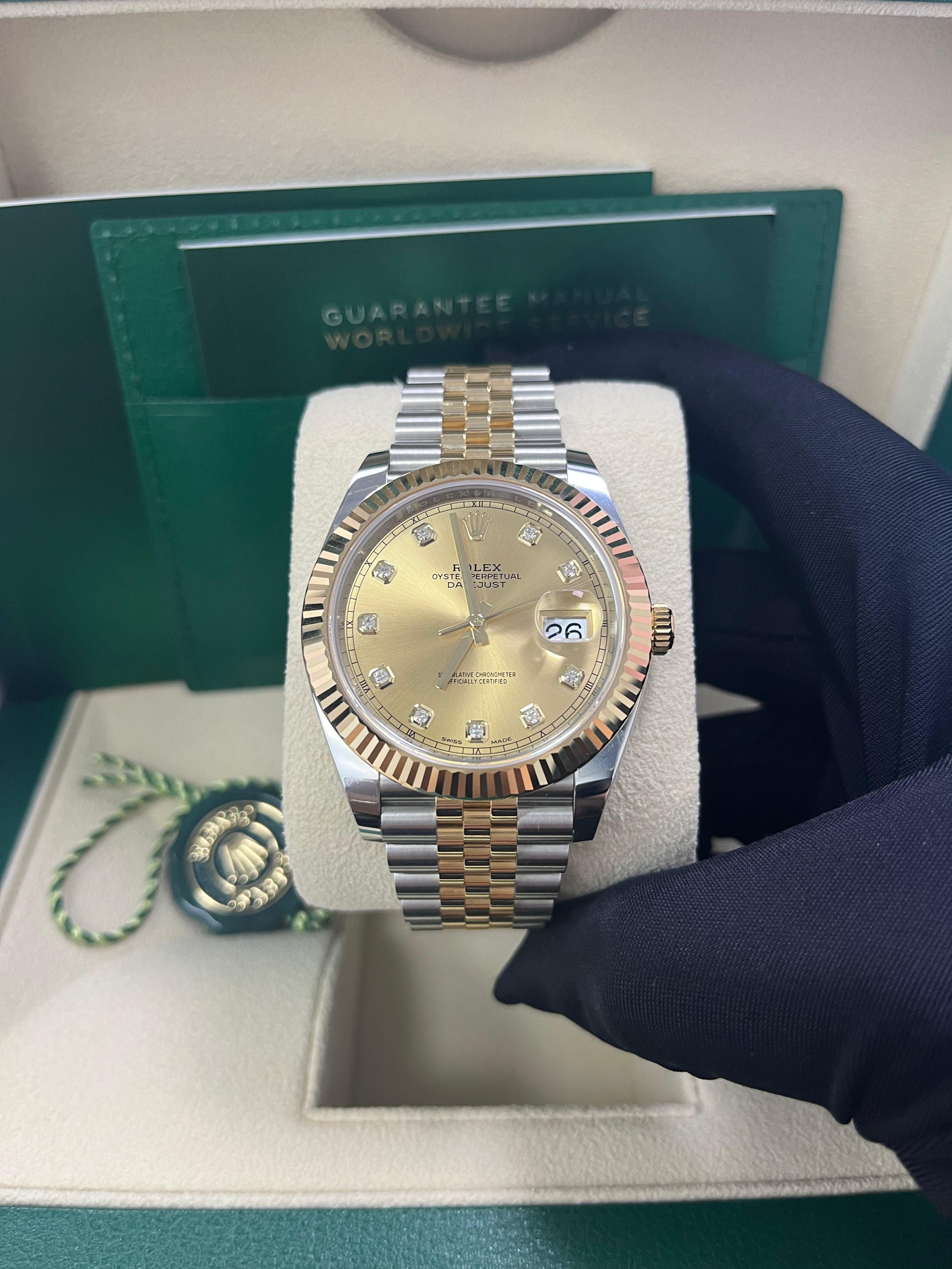 Rolex Datejust 41 Men's Watch - Champagne Diamond Dial, Stainless Steel & Yellow Gold (Ref.126333) | Luxury Dress Watch for Business & Formal Occasions