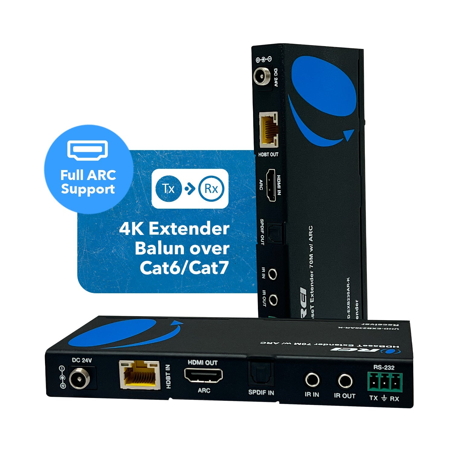 4K UHD HDMI Extender with HDBaseT Over CAT5e/6/7 Cable - Supports ARC & Bi-Directional IR Control up to 230ft (UHD EXB230AR K) - Perfect for Home Theater, Gaming & Conference Room Setup