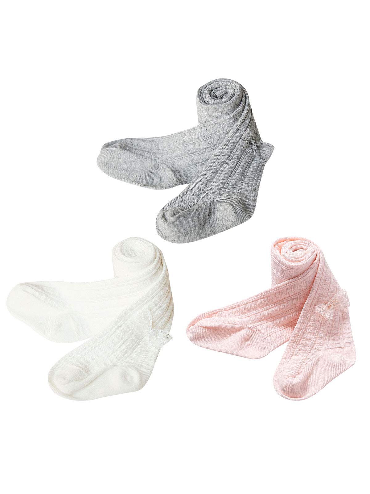 Azue Baby Girls Cable Knit Leggings - Soft Seamless Tights with Bowknot for Toddlers & Newborns | Warm Winter Pants, Stockings for Infants | Perfect for Playtime, Daycare & Family Photos