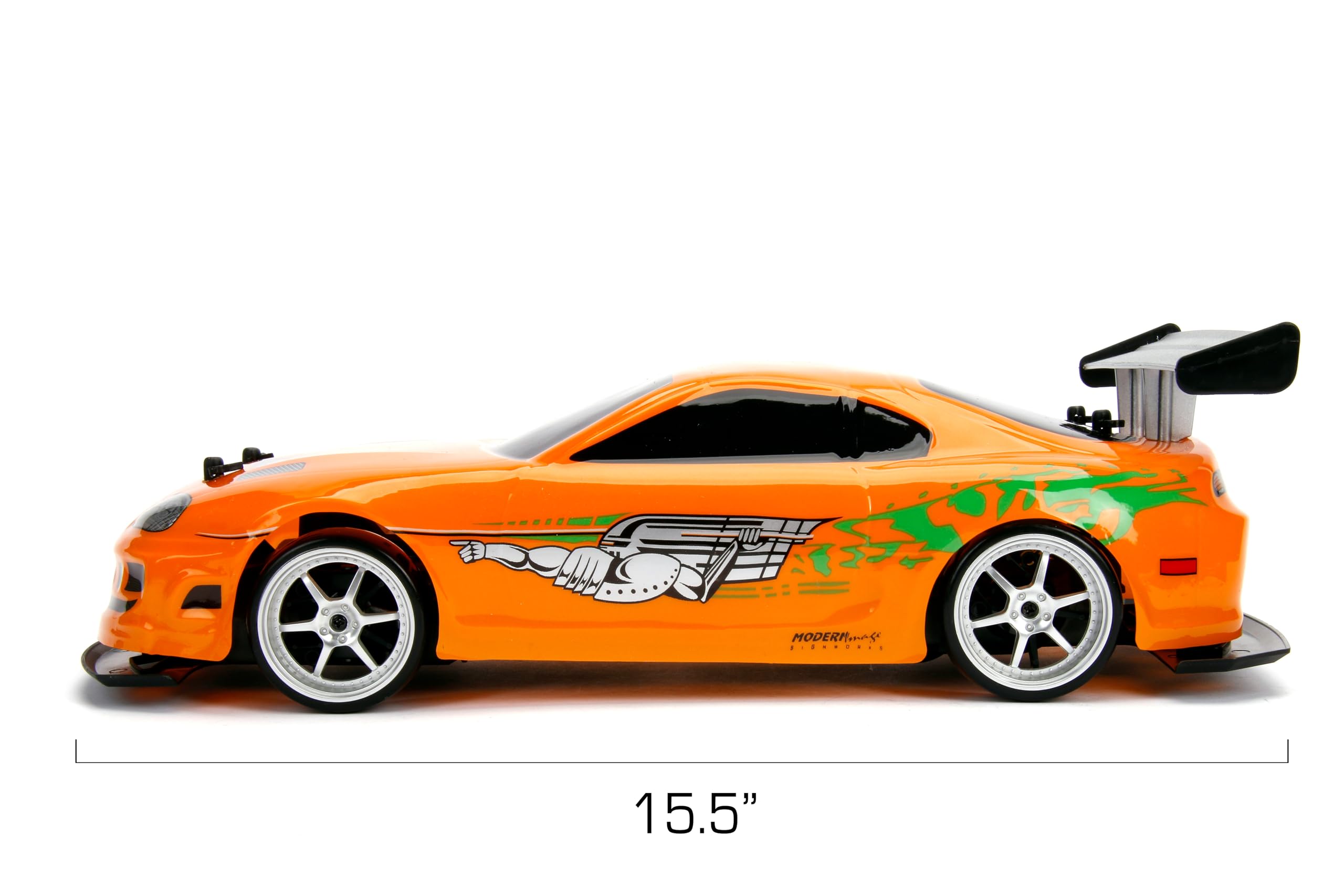 Jada Toys Fast & Furious 1:10 Toyota Supra RC Drift Car - 2.4GHz Remote Control with Extra Tires, High-Speed Drifting & Sliding Action - Collectible Toy for Kids & Adults (Orange & Black) - Perfect for Racing, Stunt Shows & Movie Reenactments