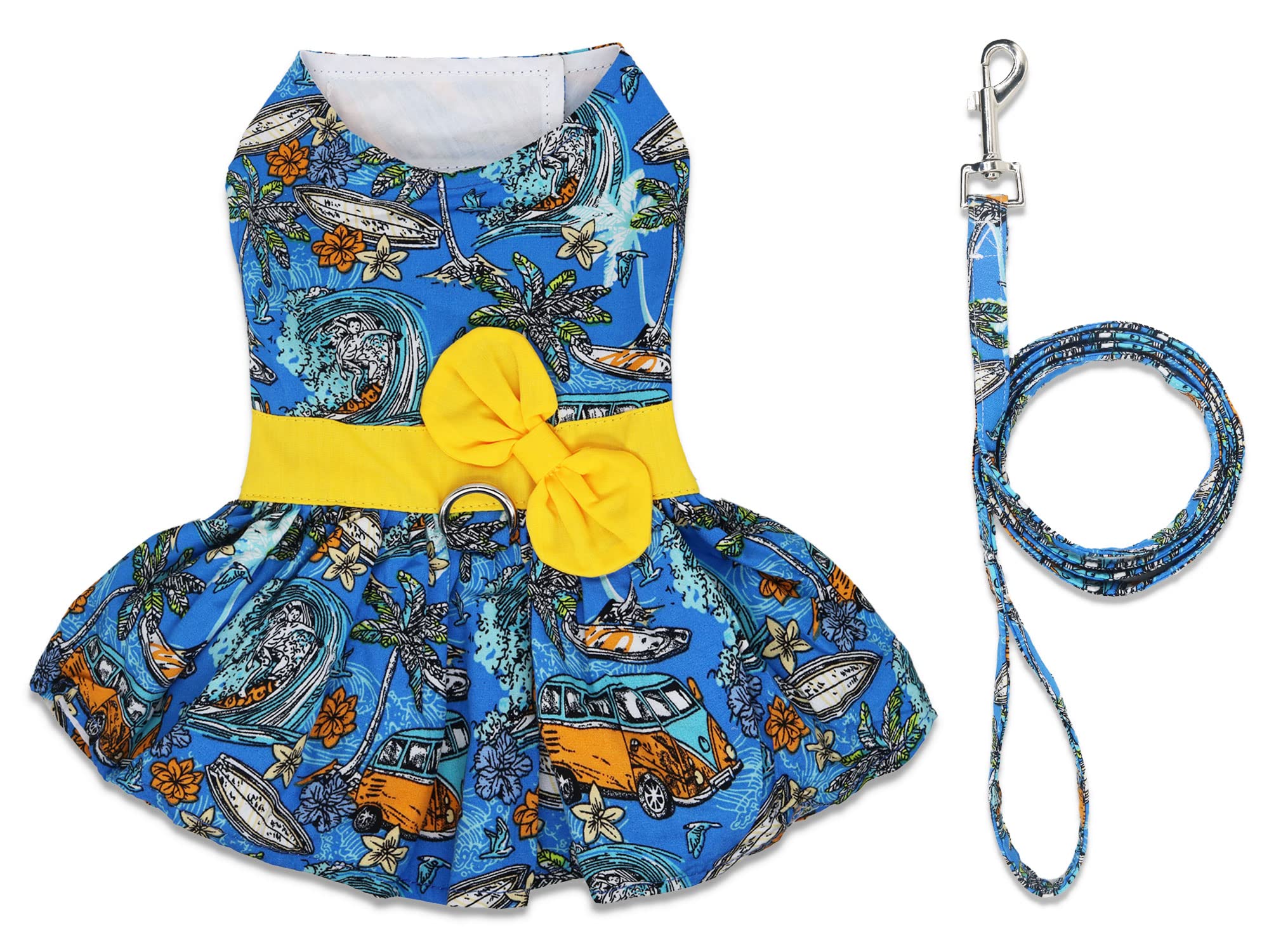 Hawaiian Floral Dog Dress for Small Dogs - Summer Puppy Dress with Leash Set | Cute Outfit for Beach, Party & Outdoor Adventures