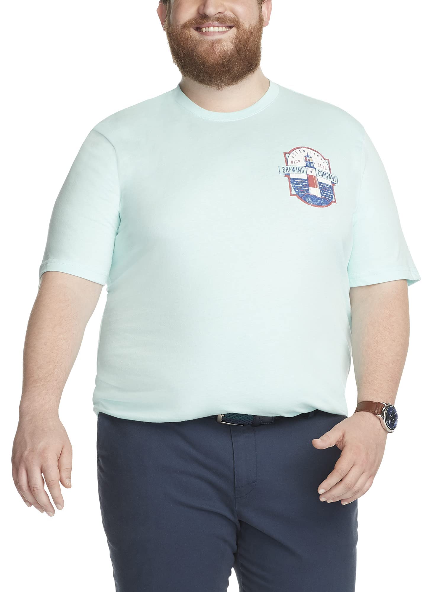 IZOD Men's Big & Tall Saltwater Short Sleeve Graphic T-Shirt - Comfortable Casual Wear for Beach, Summer & Outdoor Activities