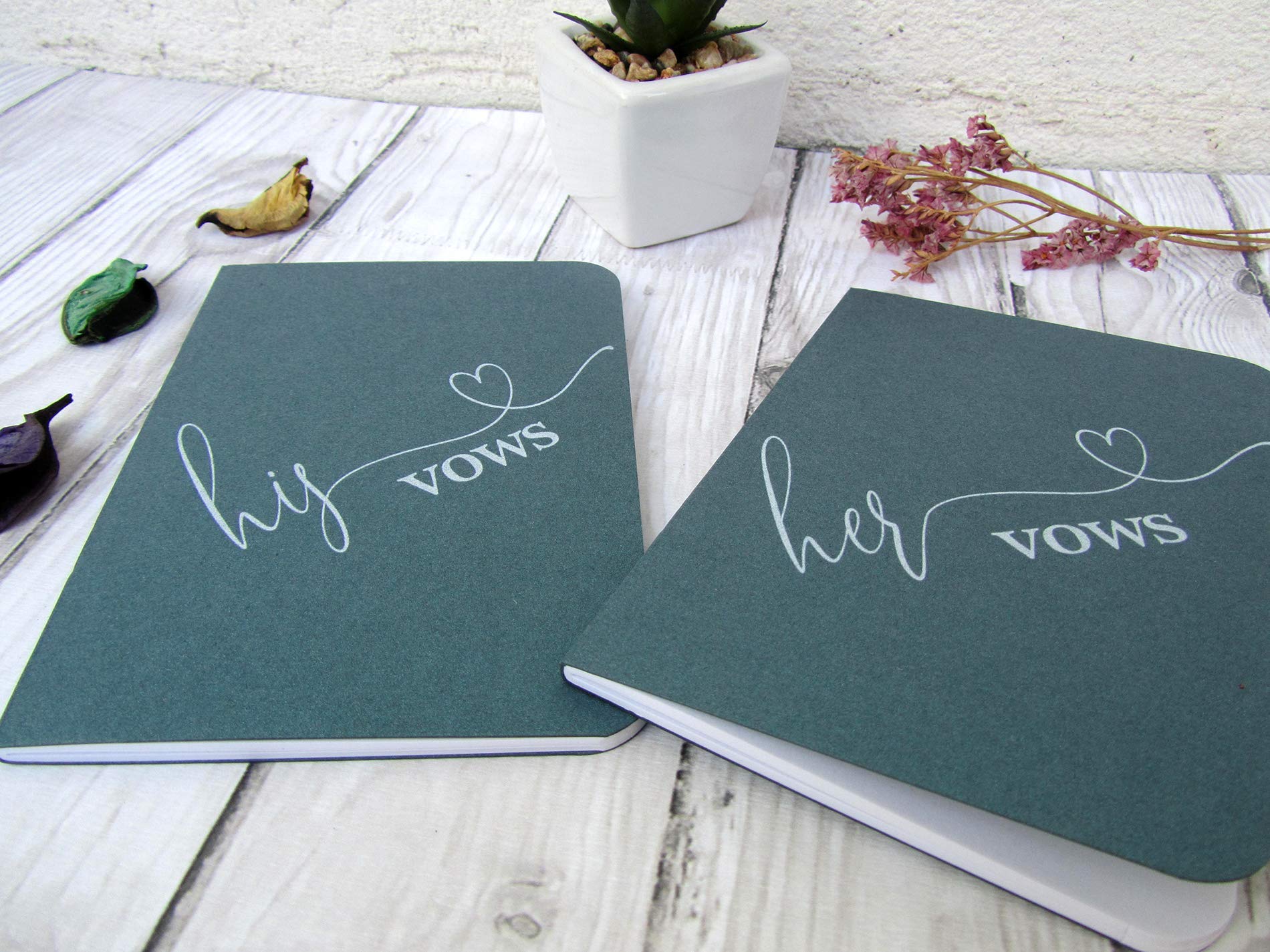 Wedding Vow Books Set - White Ink for Bride & Groom - Keepsake Gift for Ceremonies