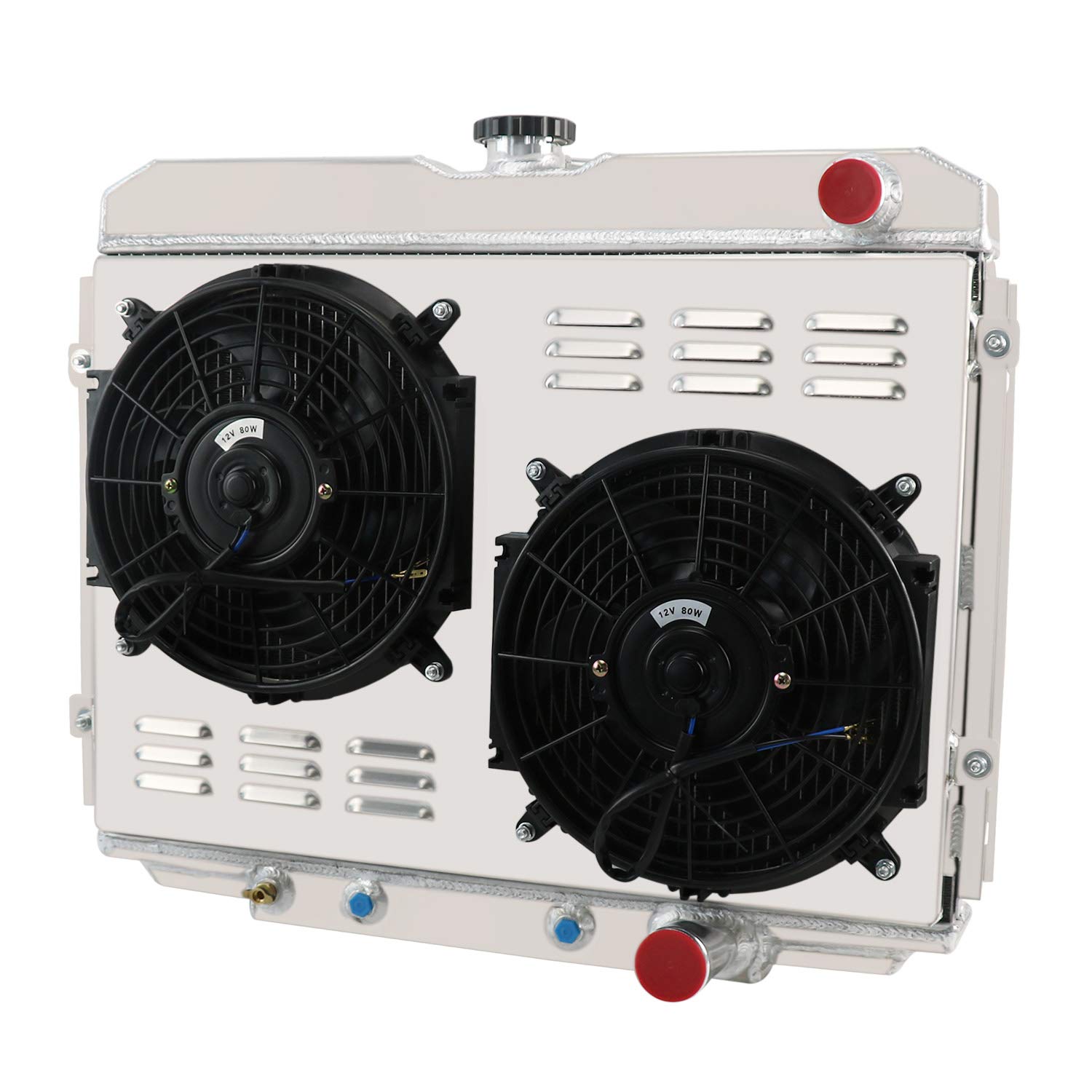 ALLOYWORKS 3 Row Aluminum Radiator with Shroud, Dual 12