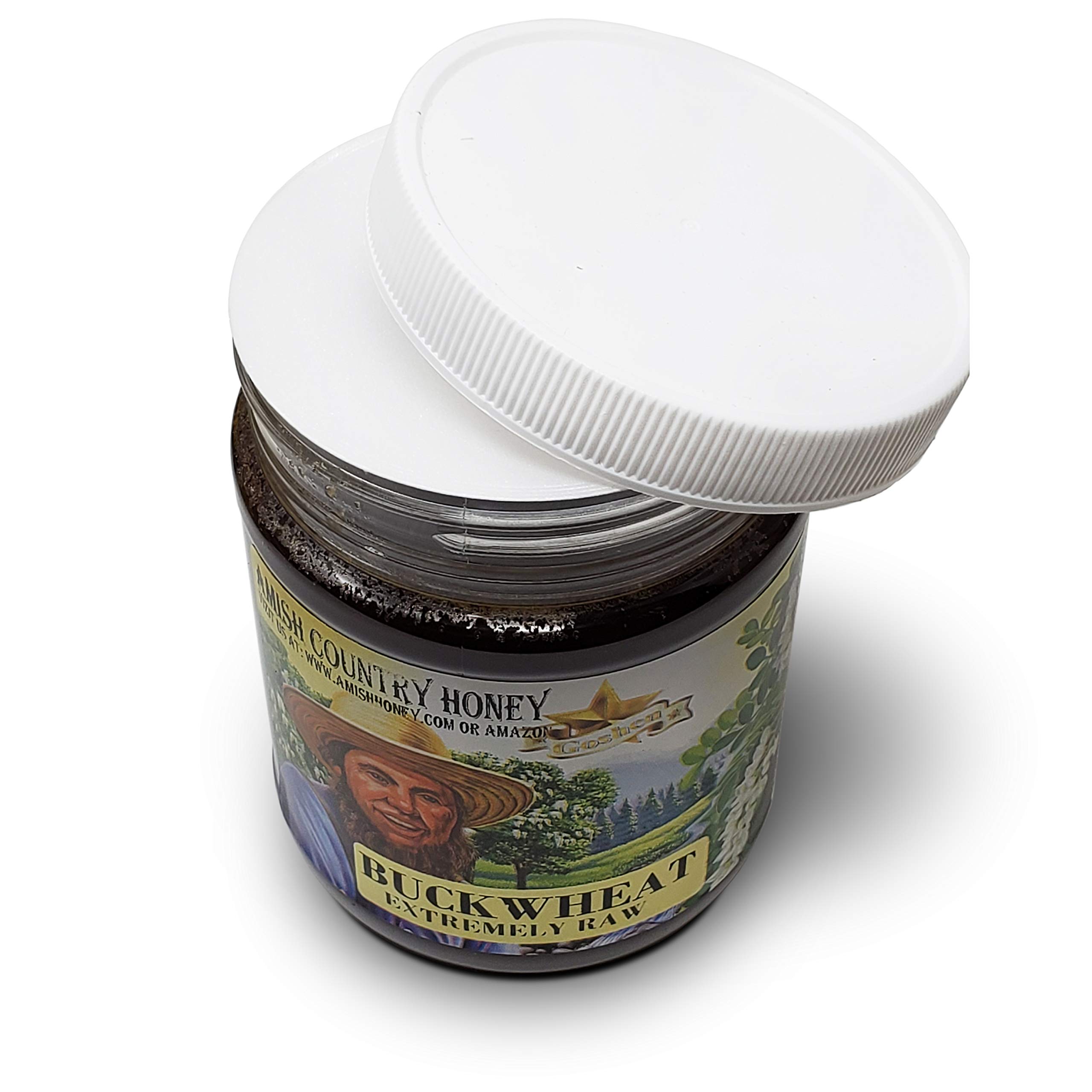 Goshen Amish Country Raw Buckwheat Honey - 100% Natural Unfiltered Pure Honey (16oz/454g) - Perfect for Tea, Baking & Healthy Sweetener