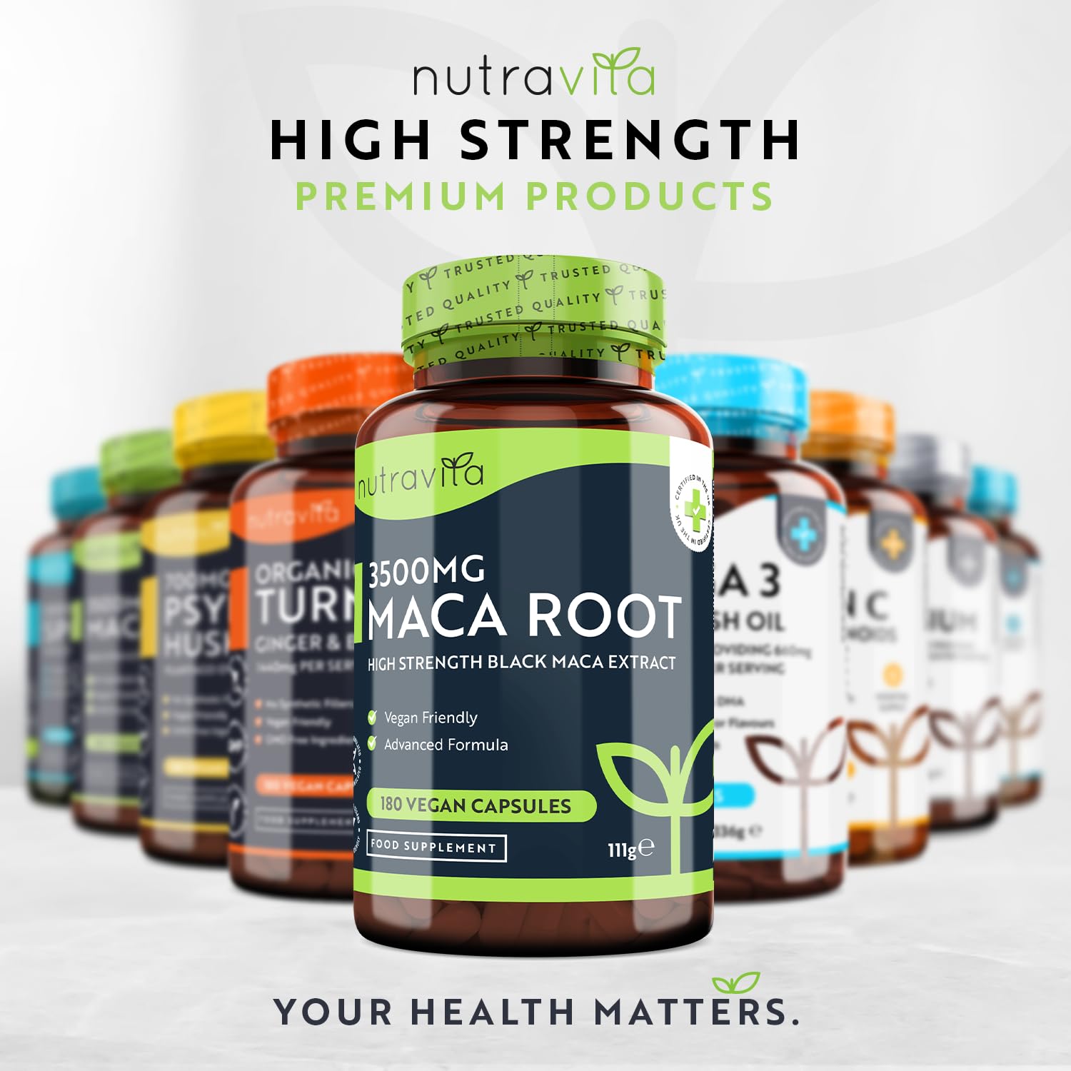 Nutravita Maca Root Capsules 3500mg – 180 Vegan Pills for Energy & Vitality – High Potency Maca Root Extract Supplement – 6 Month Supply – Made in UK – Supports Stamina, Hormone Balance & Stress Relief – Perfect for Athletes, Busy Professionals & Menopause Support