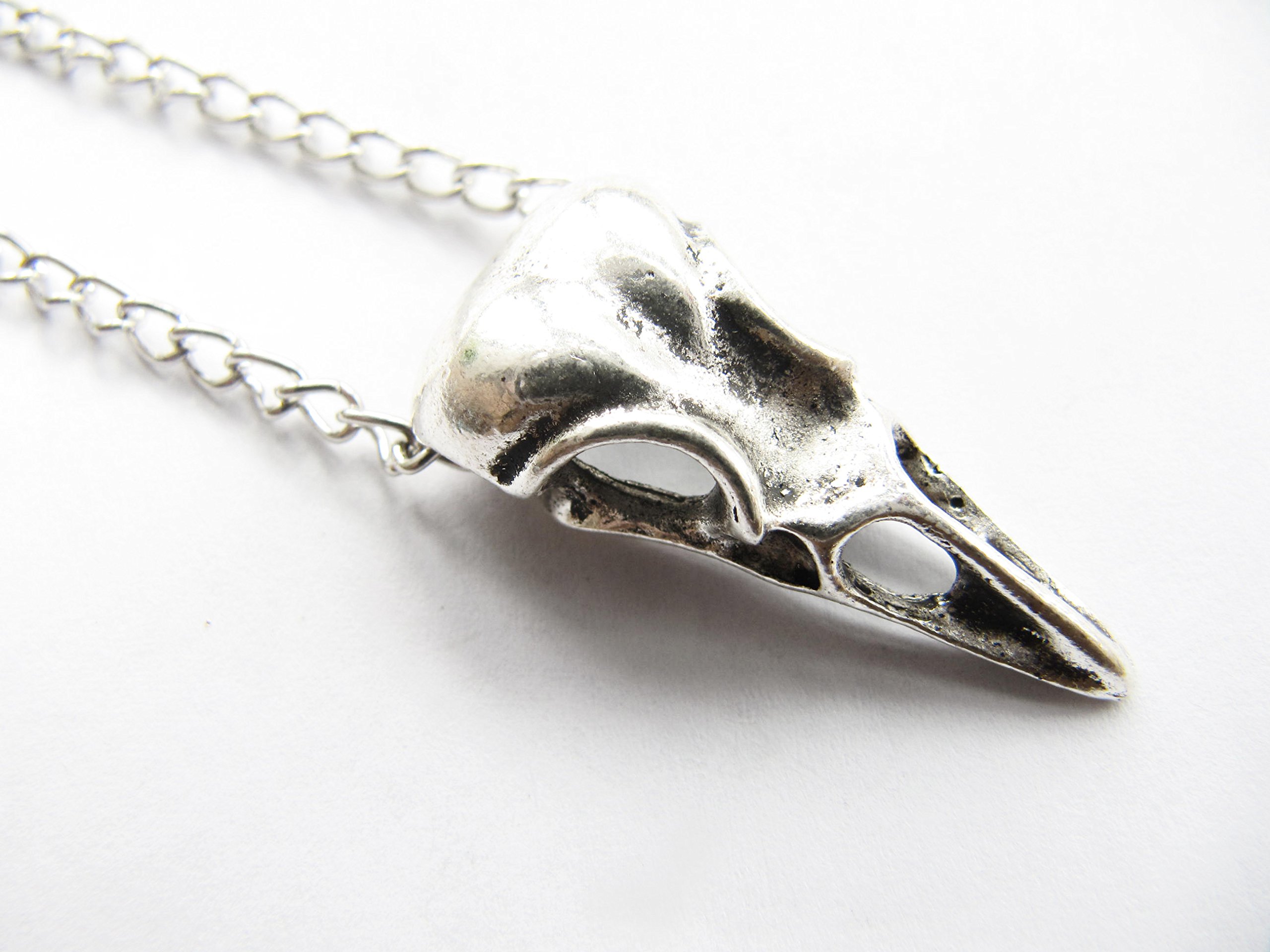 Gothic Raven Skull Pendant Necklace - Large Bird Skull Jewelry for Men & Women - Perfect for Goth Fashion, Halloween Costume, and Dark Aesthetic Outfits